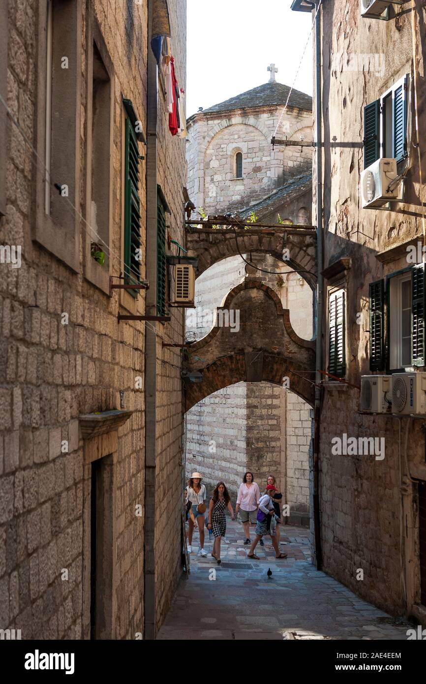 Lane leading down from the Fort of St. Ivan, Kotor, Montenegro Stock Photo