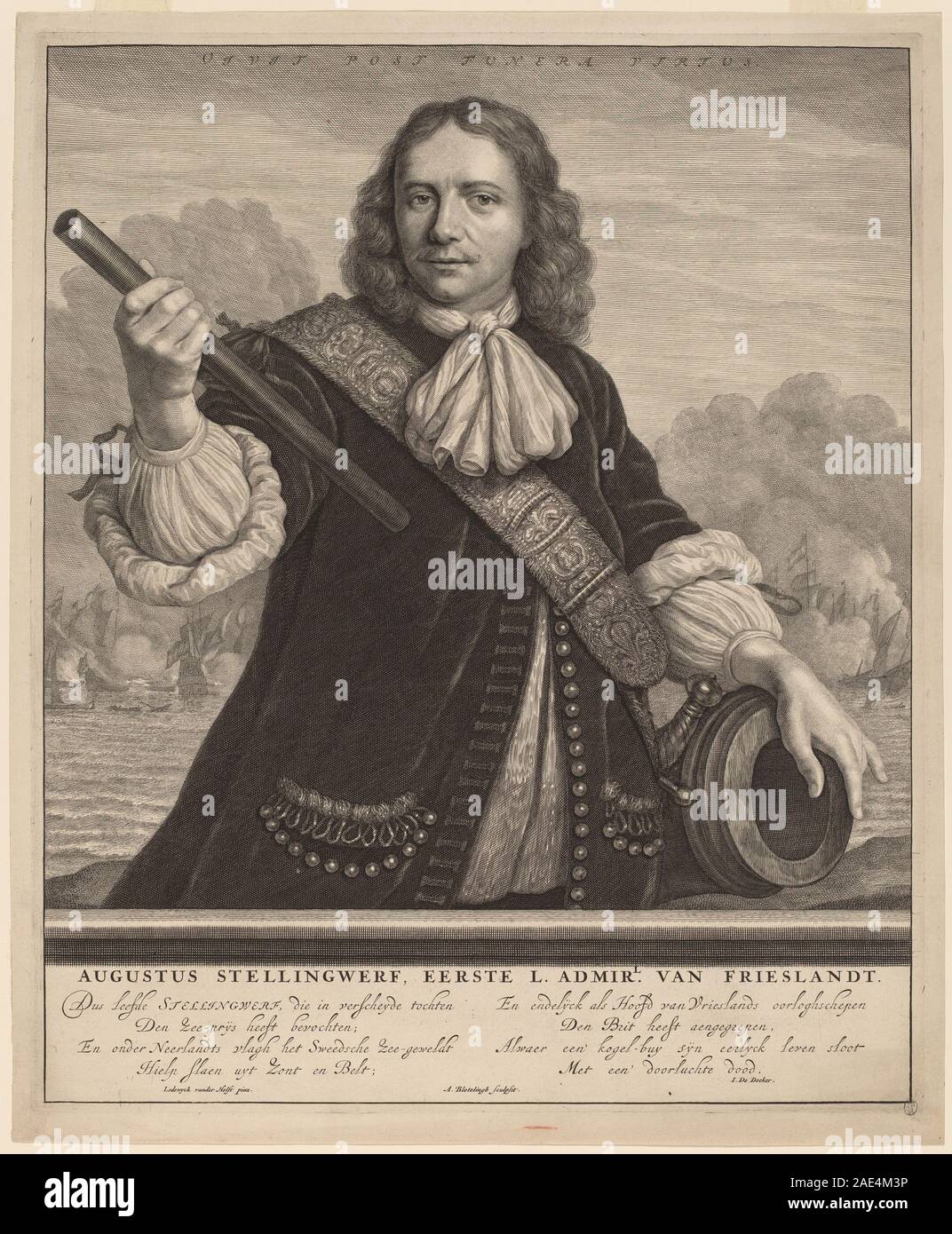 Augustus Stellingwerf, First Lord Admiral of Friesland Abraham Blooteling after Lodewyk van der Helst, Augustus Stellingwerf, First Lord Admiral of Friesland Stock Photo