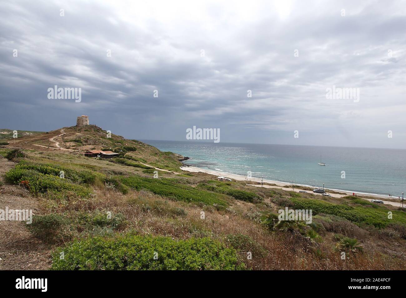 Cabras, Italy - 4 July 2011: the archaeological site of Tharros in the province of Oristano Stock Photo
