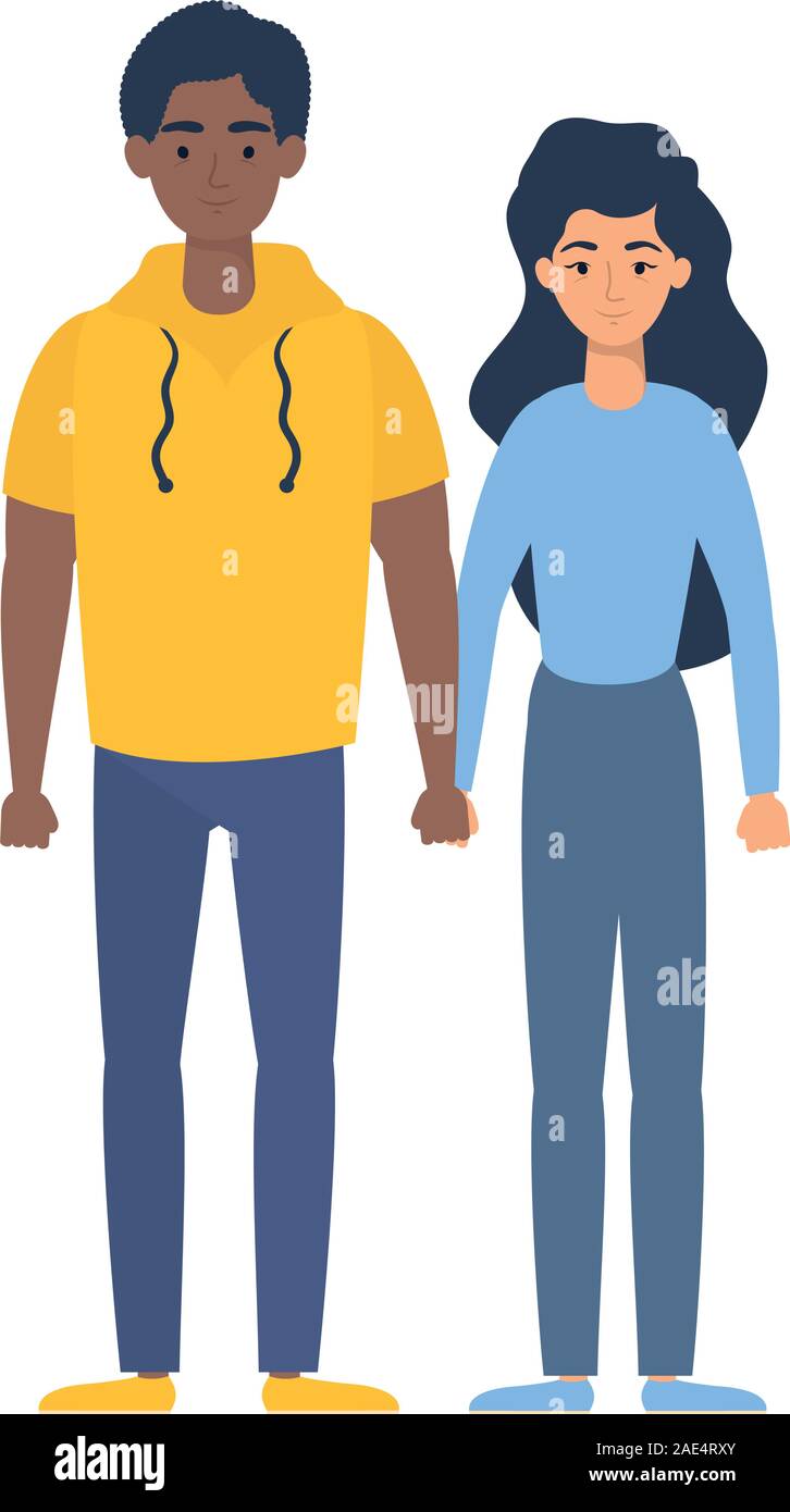 young interracial couple avatars characters Stock Vector Image & Art ...