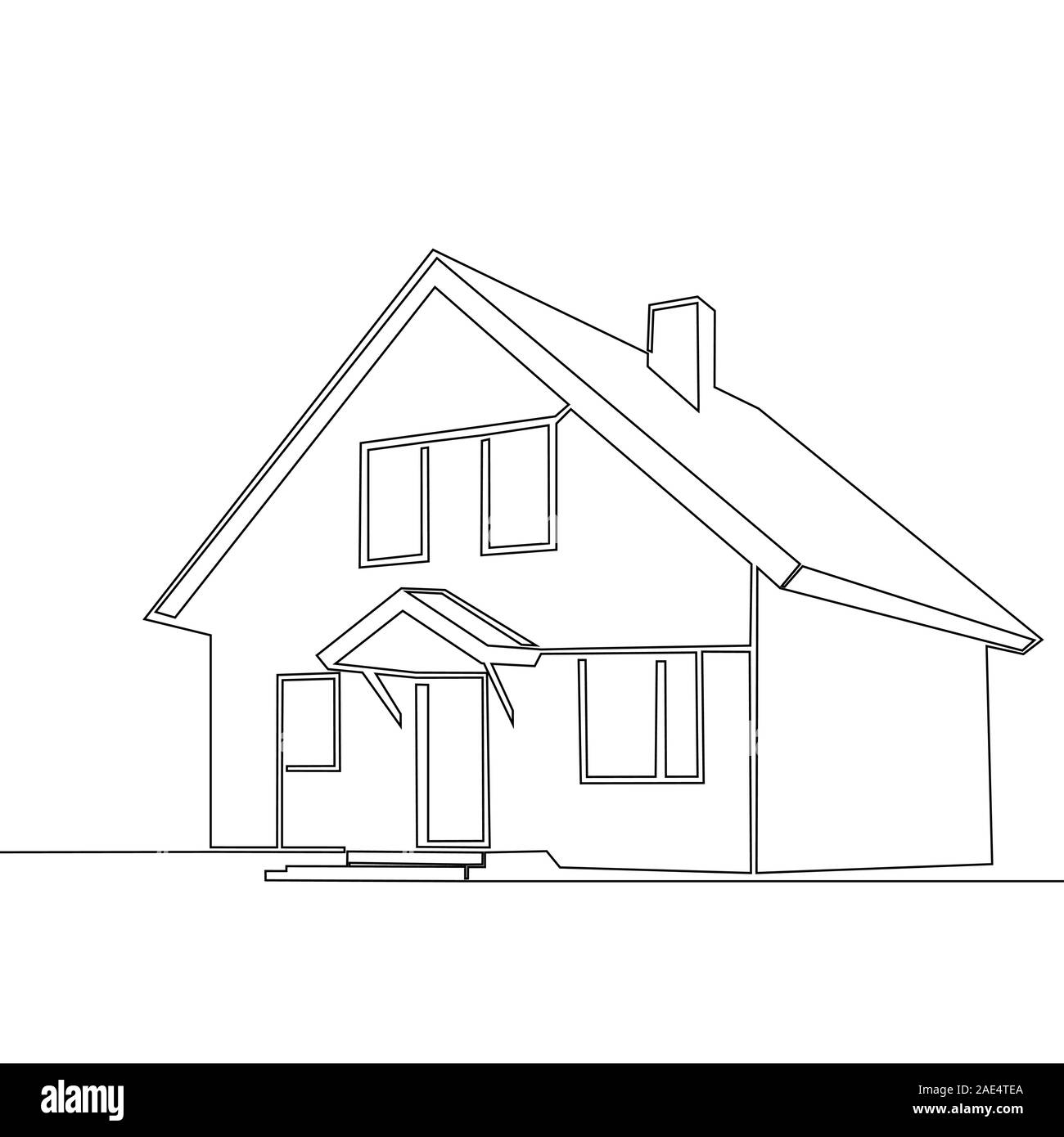 Premium Vector | Continuous line drawing of house