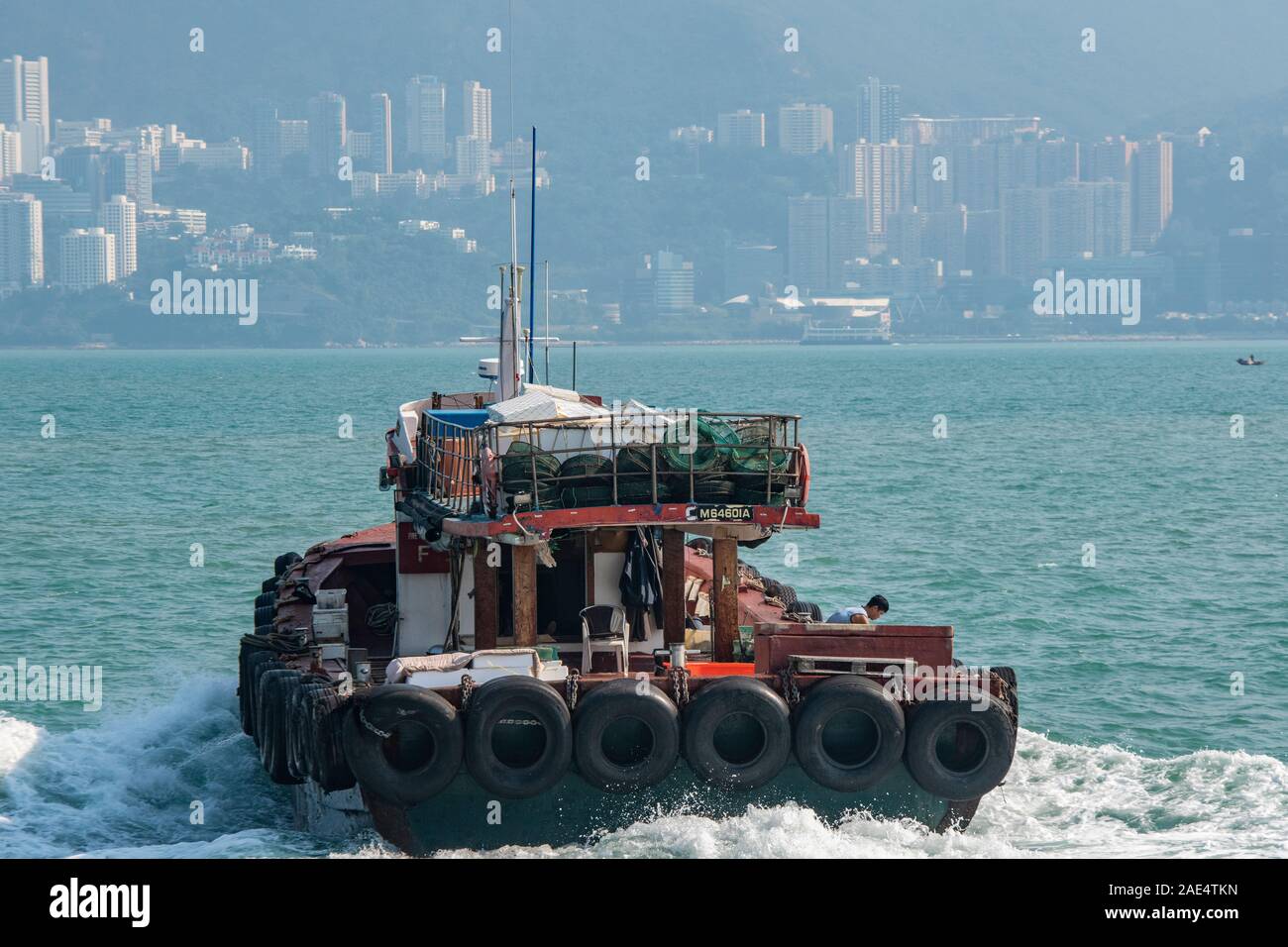 Industrial fishing boats and trawlers in Hong Kong Island's Aberdeen
