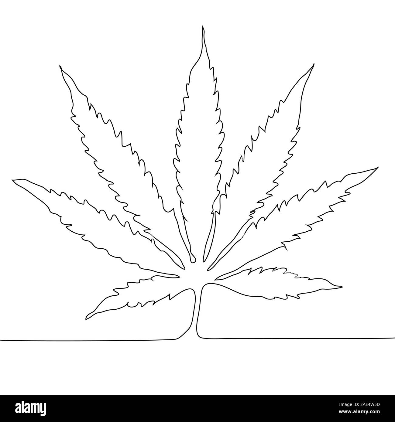Continuous line drawing. Marijuana leaf outline icon.Cannabis simple line  vector icon. Drug plants symbol, logo illustration Stock Vector Image & Art  - Alamy