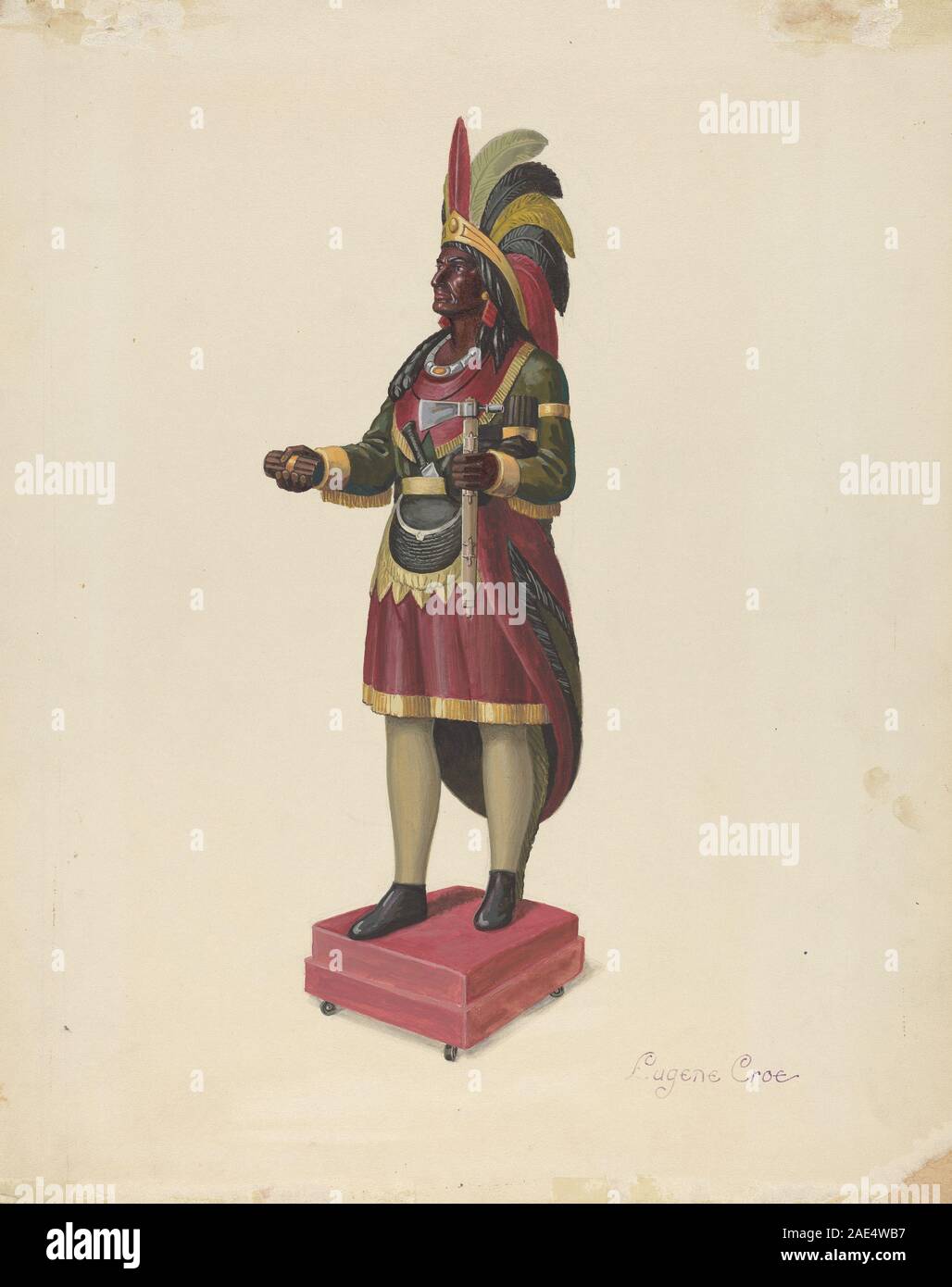 This circa 1937 Cigar Store Indian by Eugene Croe is a carved wooden ...