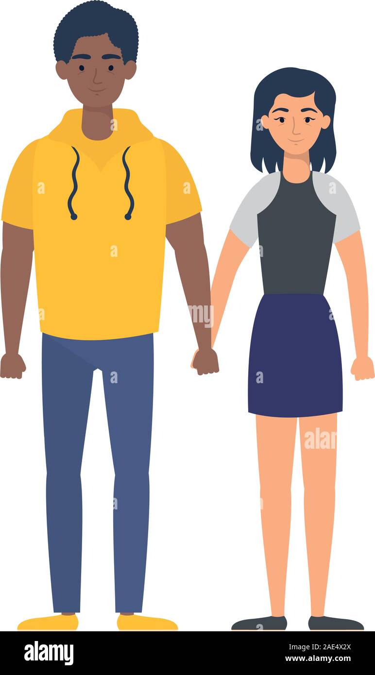 young interracial couple avatars characters Stock Vector Image & Art ...