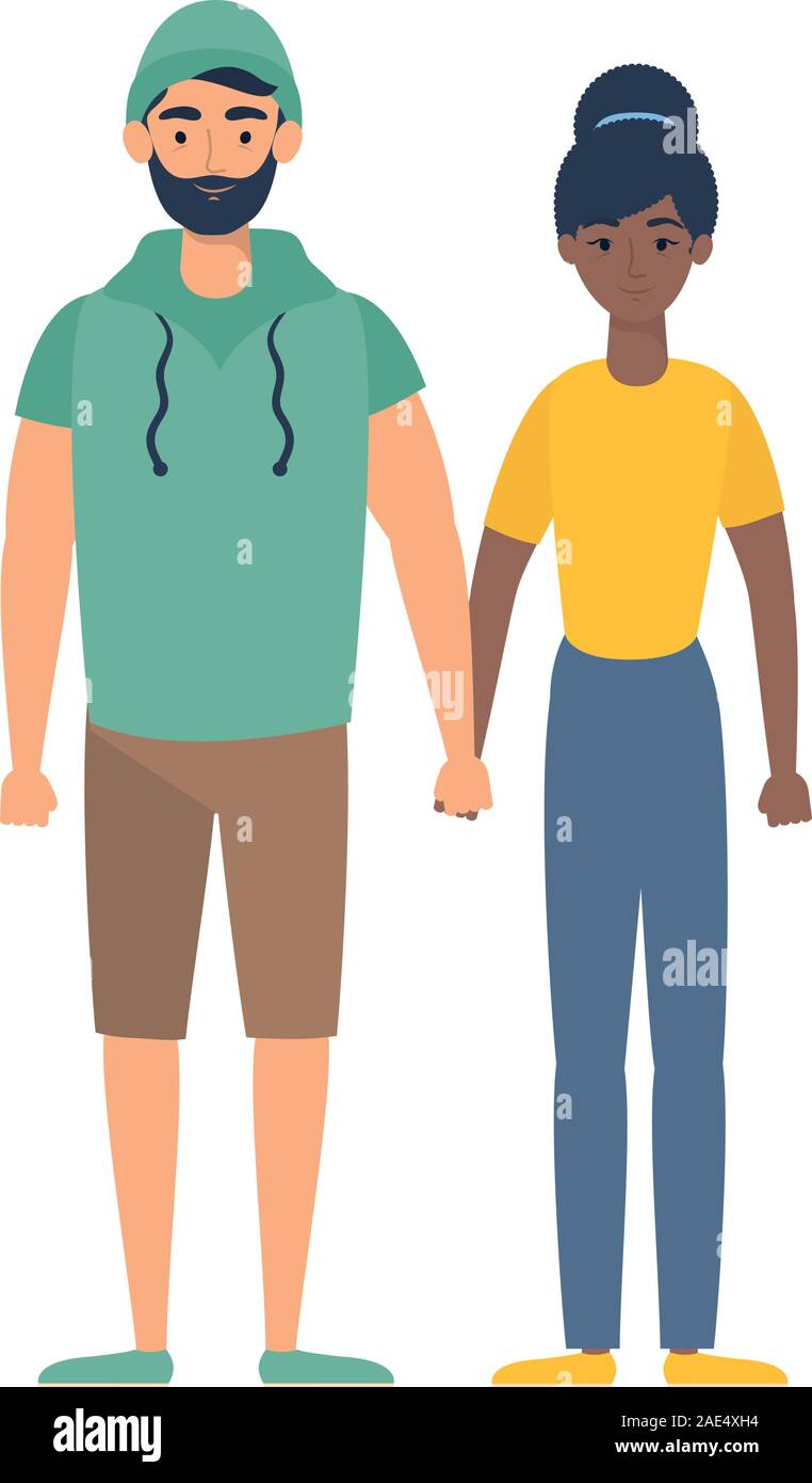 young interracial couple avatars characters Stock Vector Image & Art ...