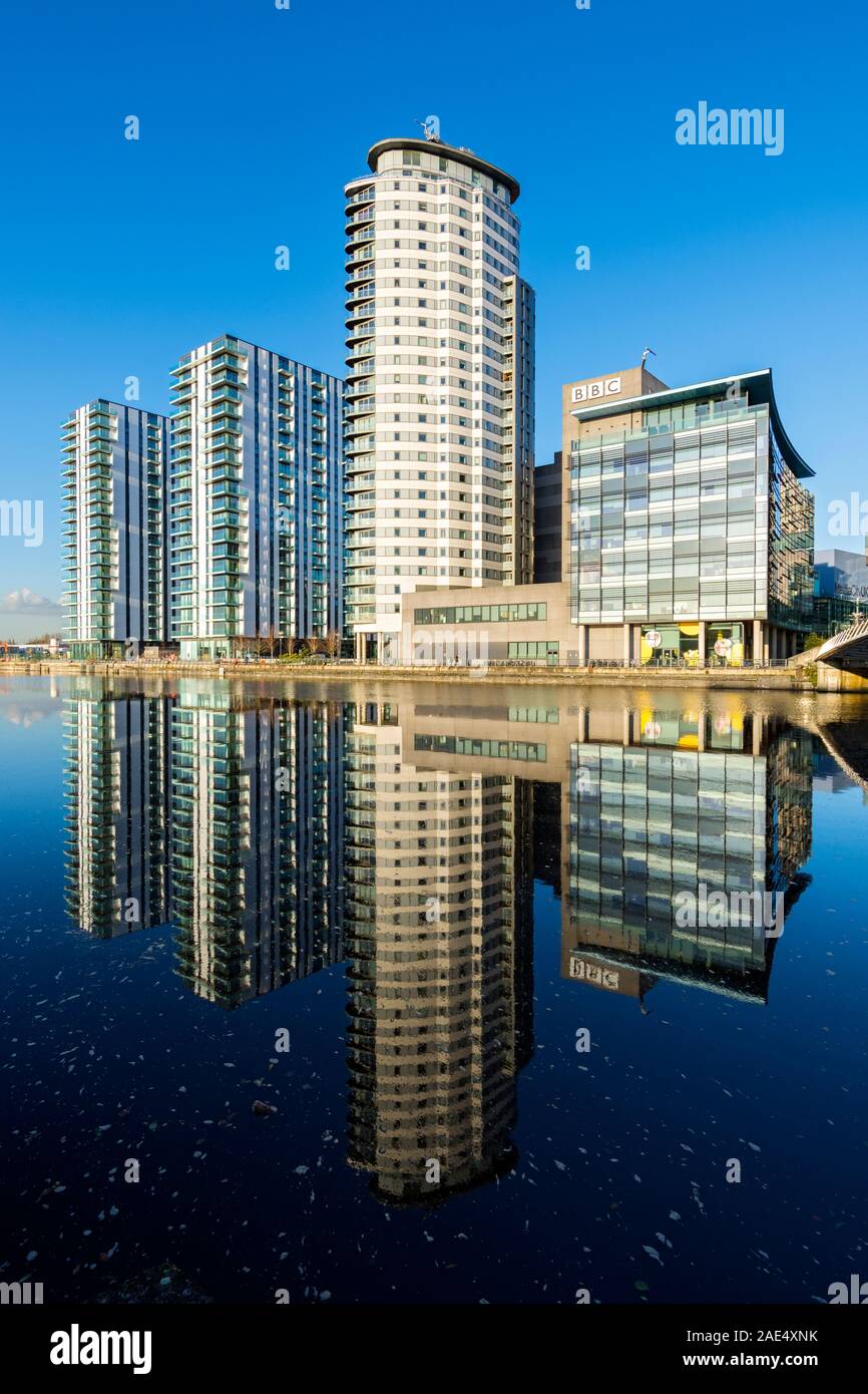 Green Rooms, Lightbox, Heart and Bridge House buildings reflected in