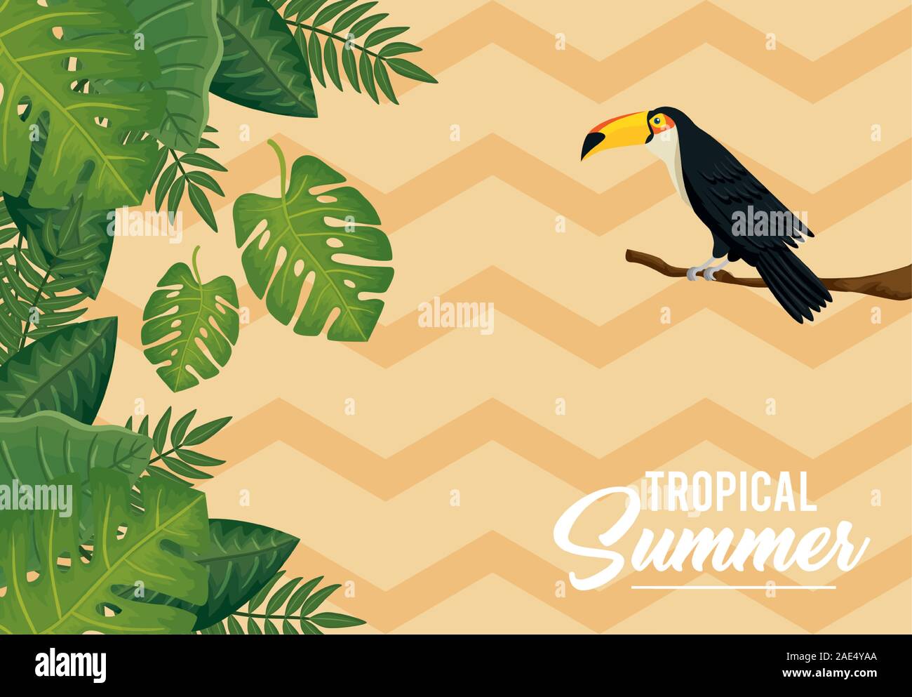 tropical summer poster with toucan and leafs Stock Vector Image & Art ...