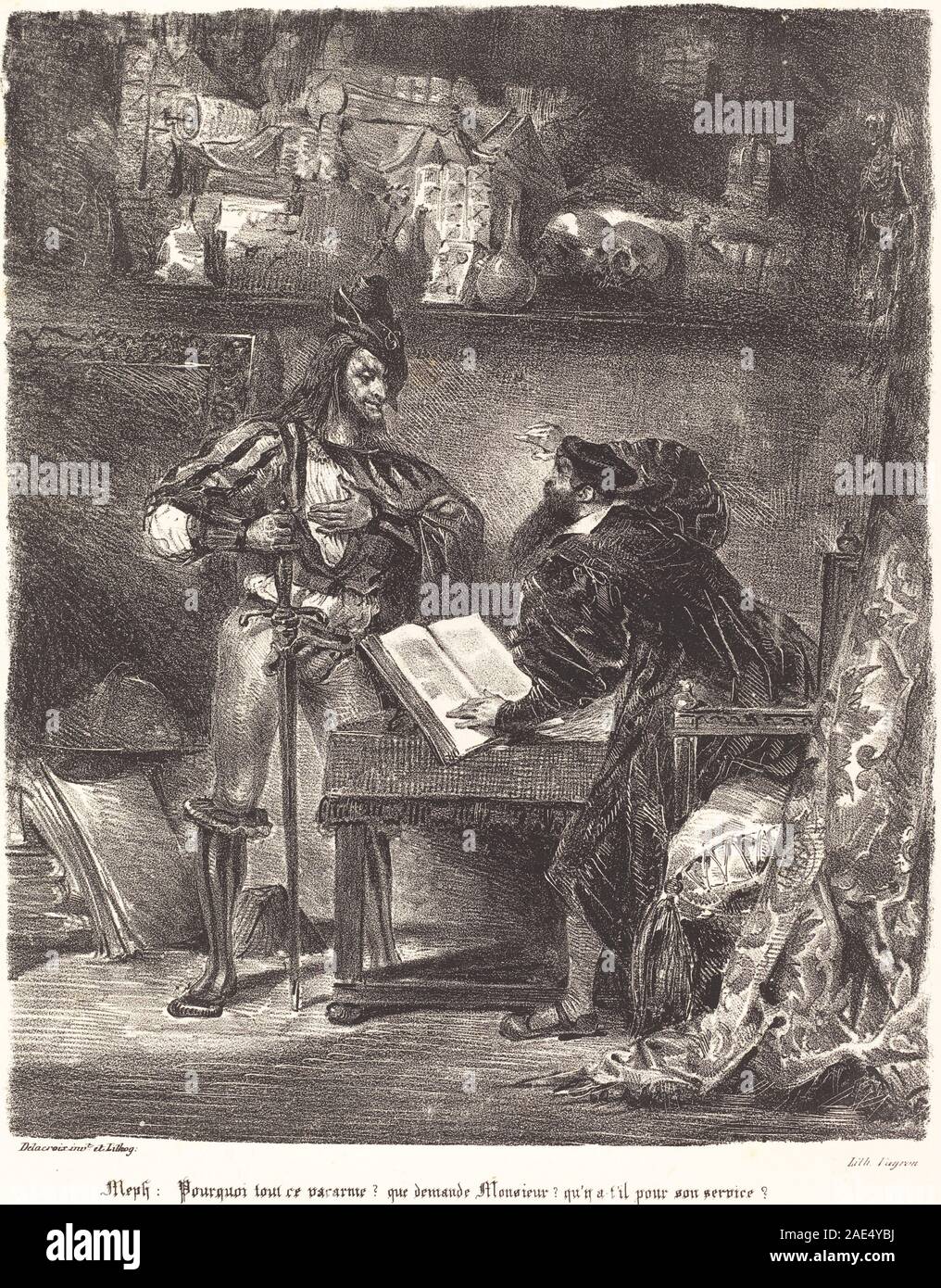 Mephisto Appears to Faust by Eugène Delacroix depicts a scene from ...