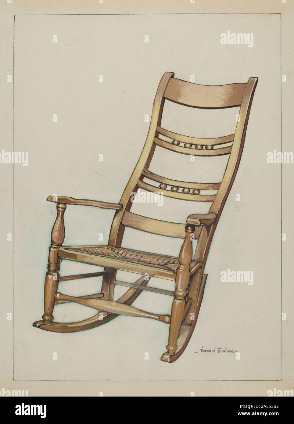 Colonial Rocking Chair; c. 1937 Florence Truelson, Colonial Rocking Chair, c 1937 Stock Photo
