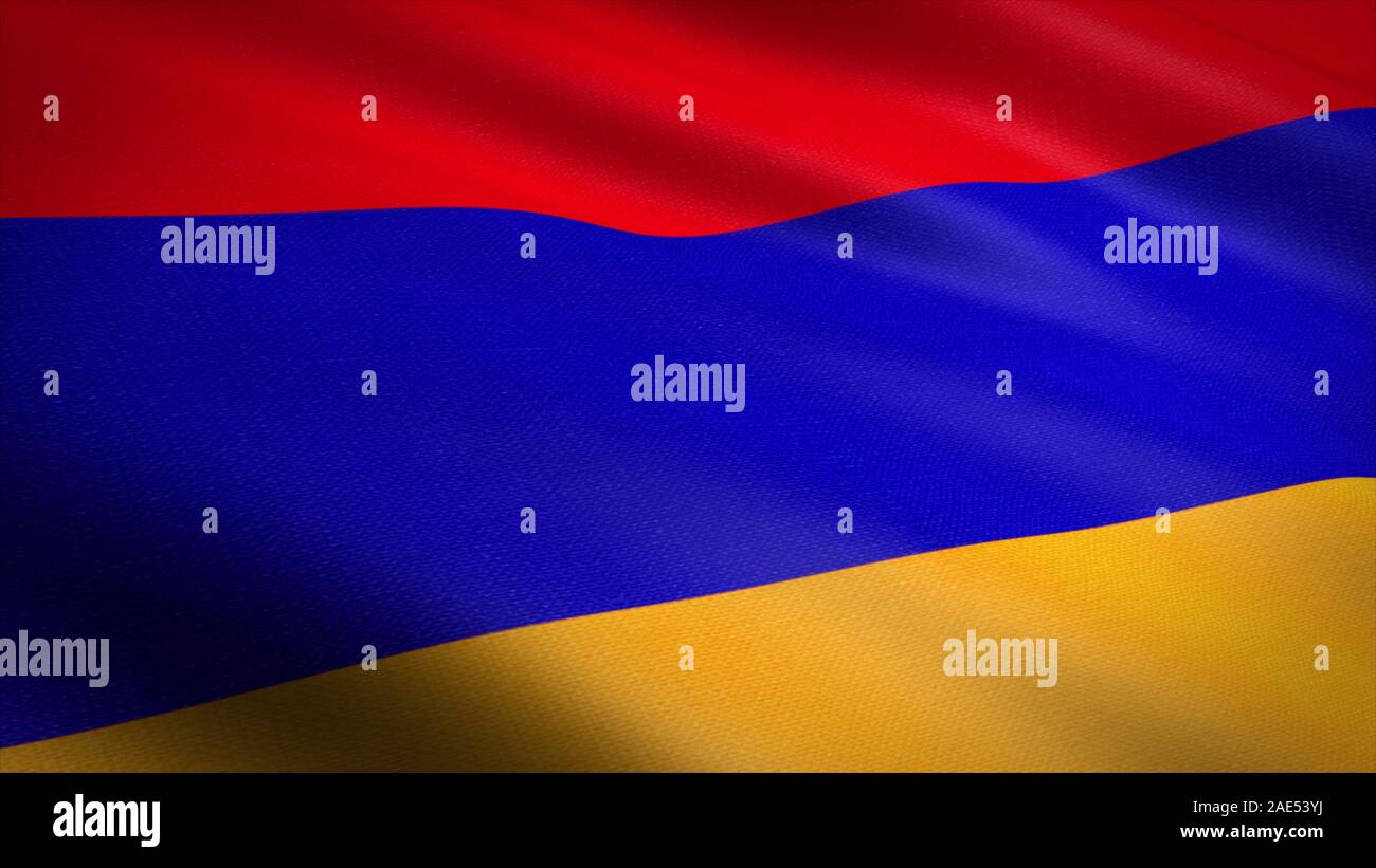 Flag of Armenia. Realistic waving flag 3D render illustration with ...