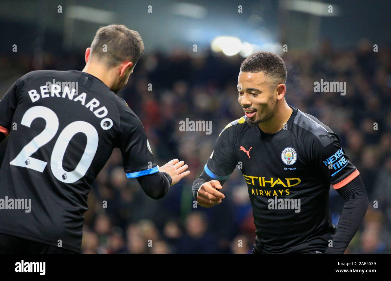 3rd December 2019 Turf Moor Burnley England Premier League Burnley V Manchester City Gabriel Jesus 09 Of Manchester City Celebrates Scoring The Opening Goal In The 24th Minute With Bernardo Silva