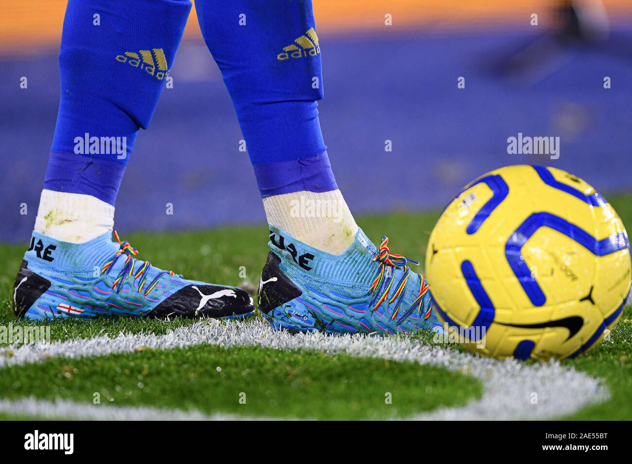 4th December 19 King Power Stadium Leicester England Premier League Leicester City V Watford Boots Of James Maddison 10 Of Leicester City With Rainbow Laces Credit Jon Hobley News Images Stock Photo Alamy