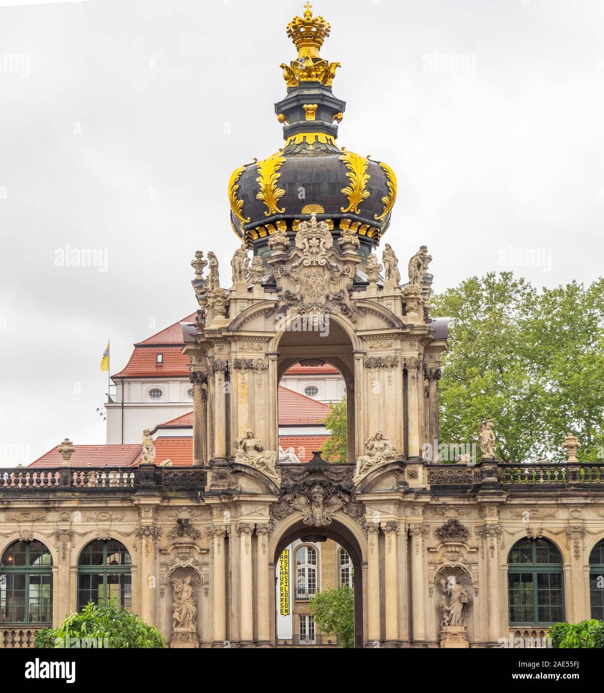 Baroque Gilded Kronentor crown gateway at Dresdner Zwinger Dresden Saxony Germany. Stock Photo
