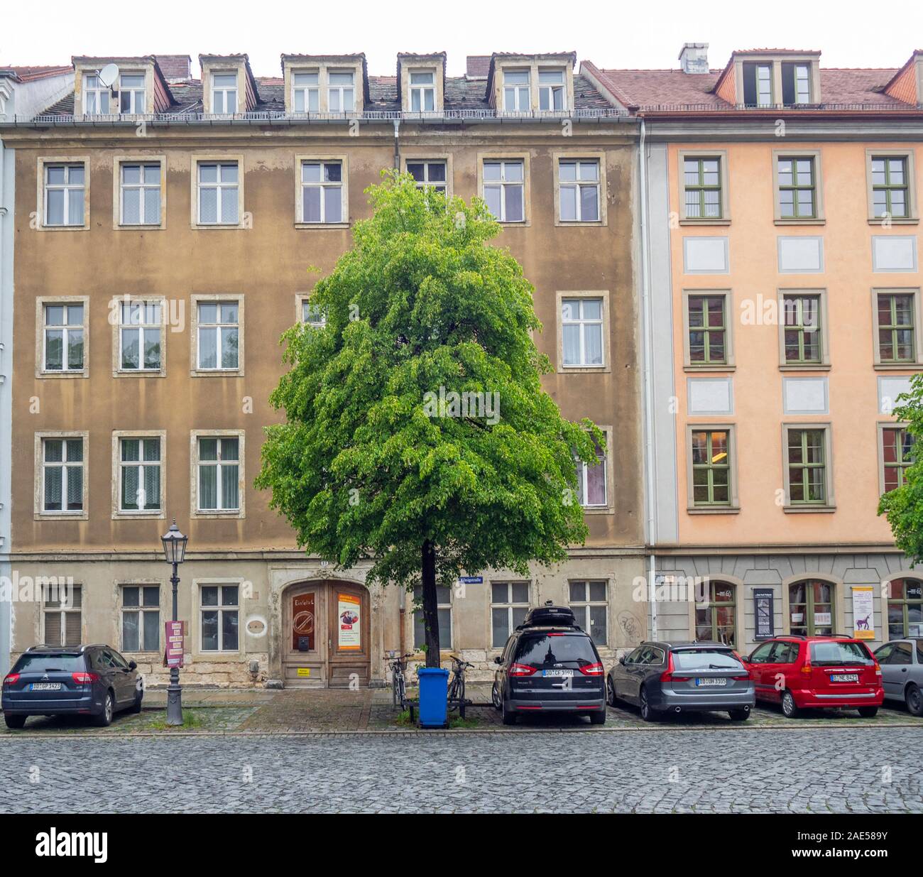 Wilhelminian-era architecture style apartment blocks in Innere Neustadt Dresden Saxony Germany. Stock Photo