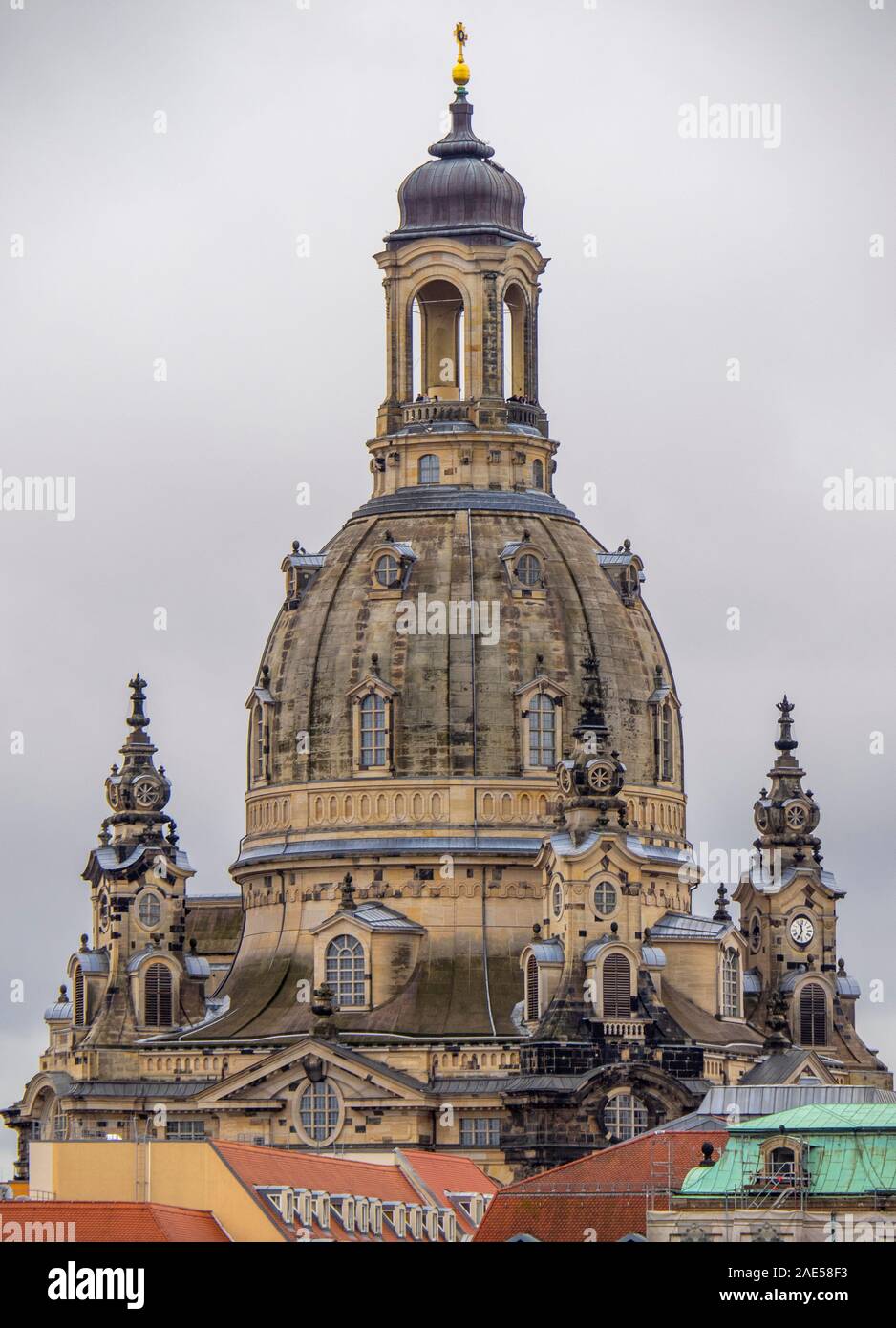 Dome and cupola of baroque Frauenkirche Altstadt Dresden Saxony Germany. Stock Photo