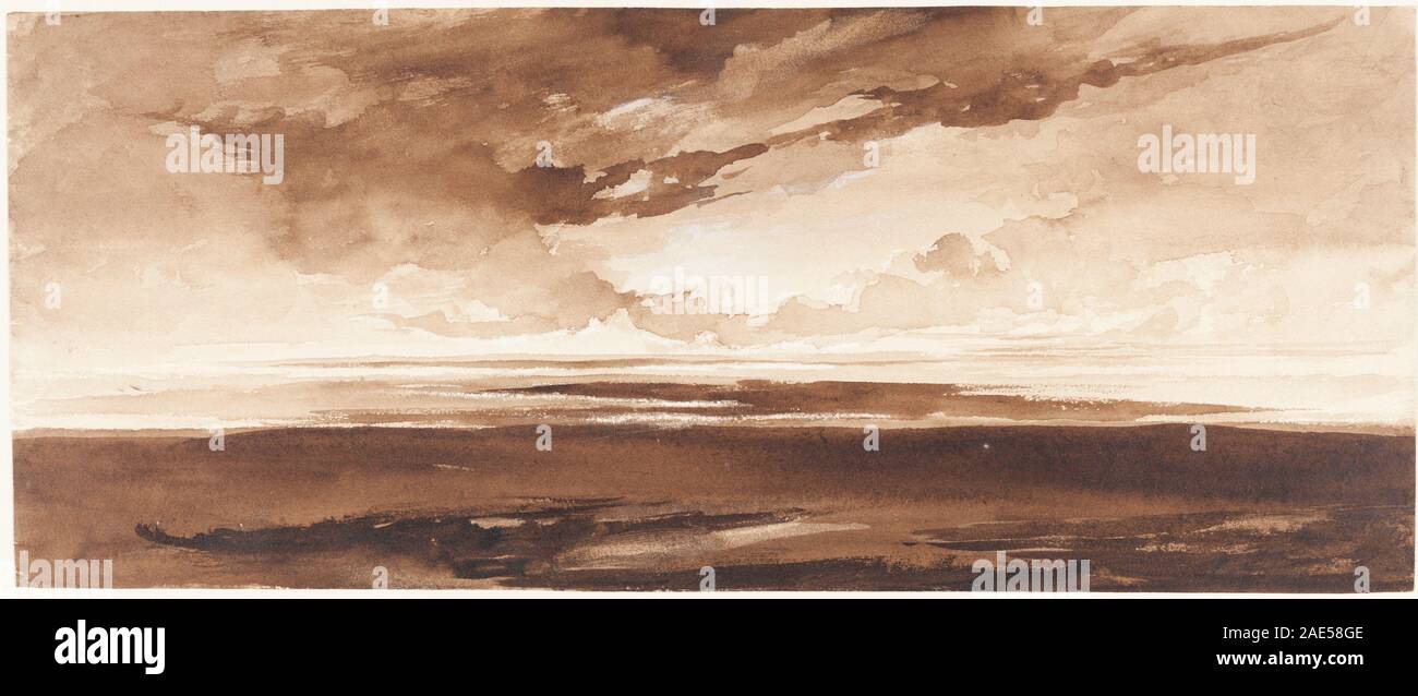 Francis Danby (Irish, 1793 - 1861 ), Panorama of the Coast at Sunset, c. 1813, brown wash with white heightening on wove paper, Gift of Diane Allen Nixon 2000.74.1 Francis Danby, Panorama of the Coast at Sunset, c 1813 Stock Photo