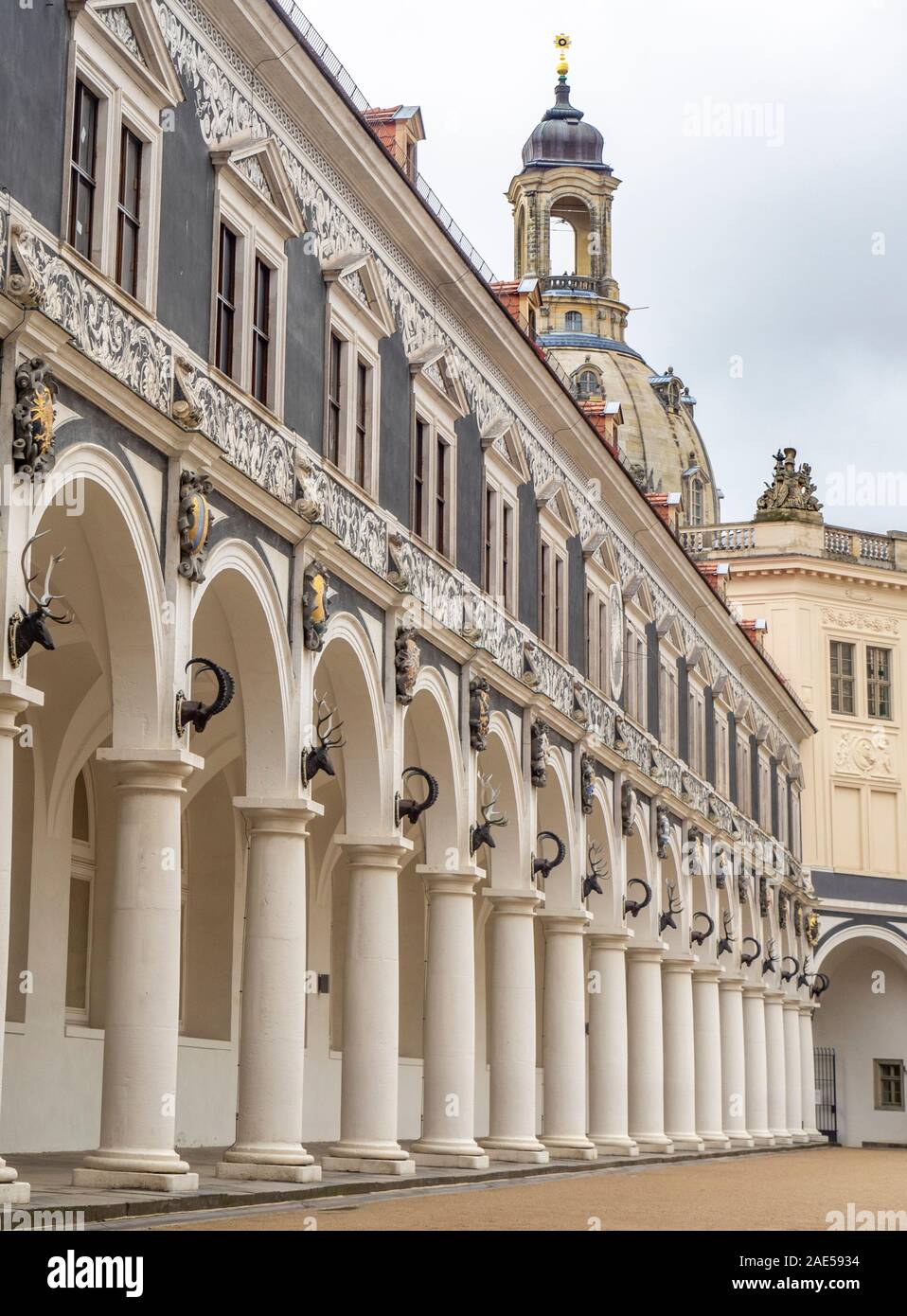 Stables Courtyard Royal Stallhof of Royal Palace Dresden Castle Altstadt Dresden Saxony Germany. Stock Photo