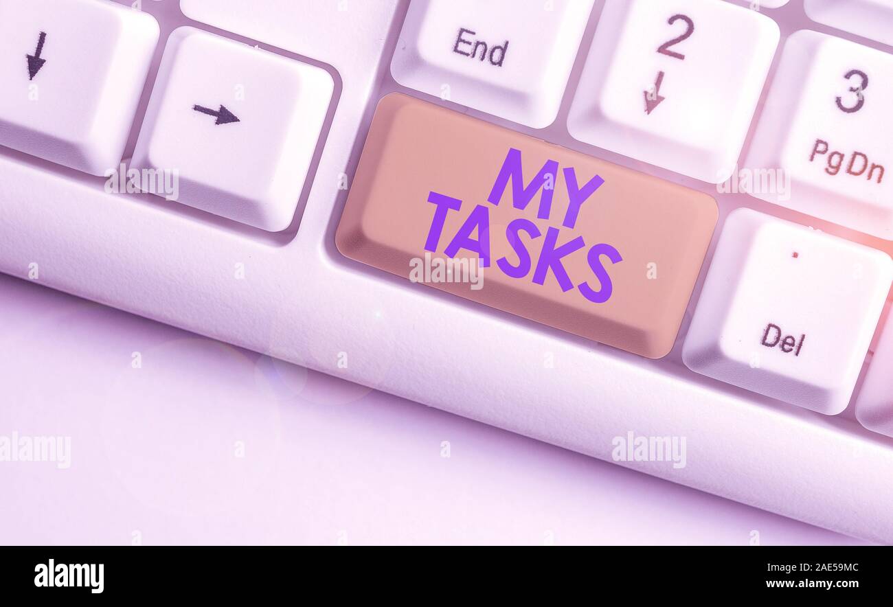 Task In Text Handwriting text My Tasks. Conceptual photo assigned piece of work ...