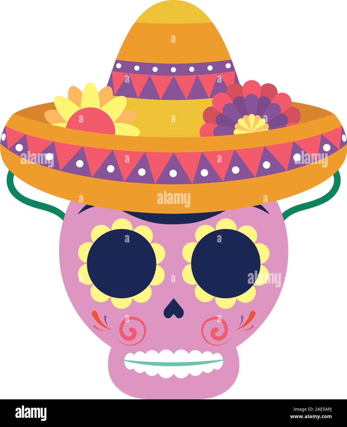 skull head with traditional mexican hat Stock Vector Image & Art - Alamy