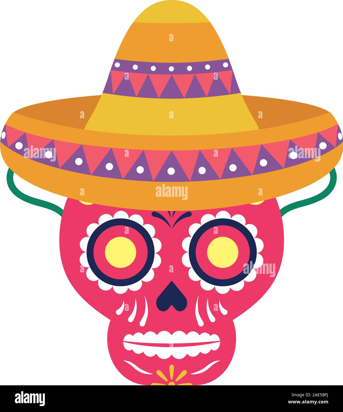 skull head with traditional mexican hat Stock Vector Image & Art - Alamy