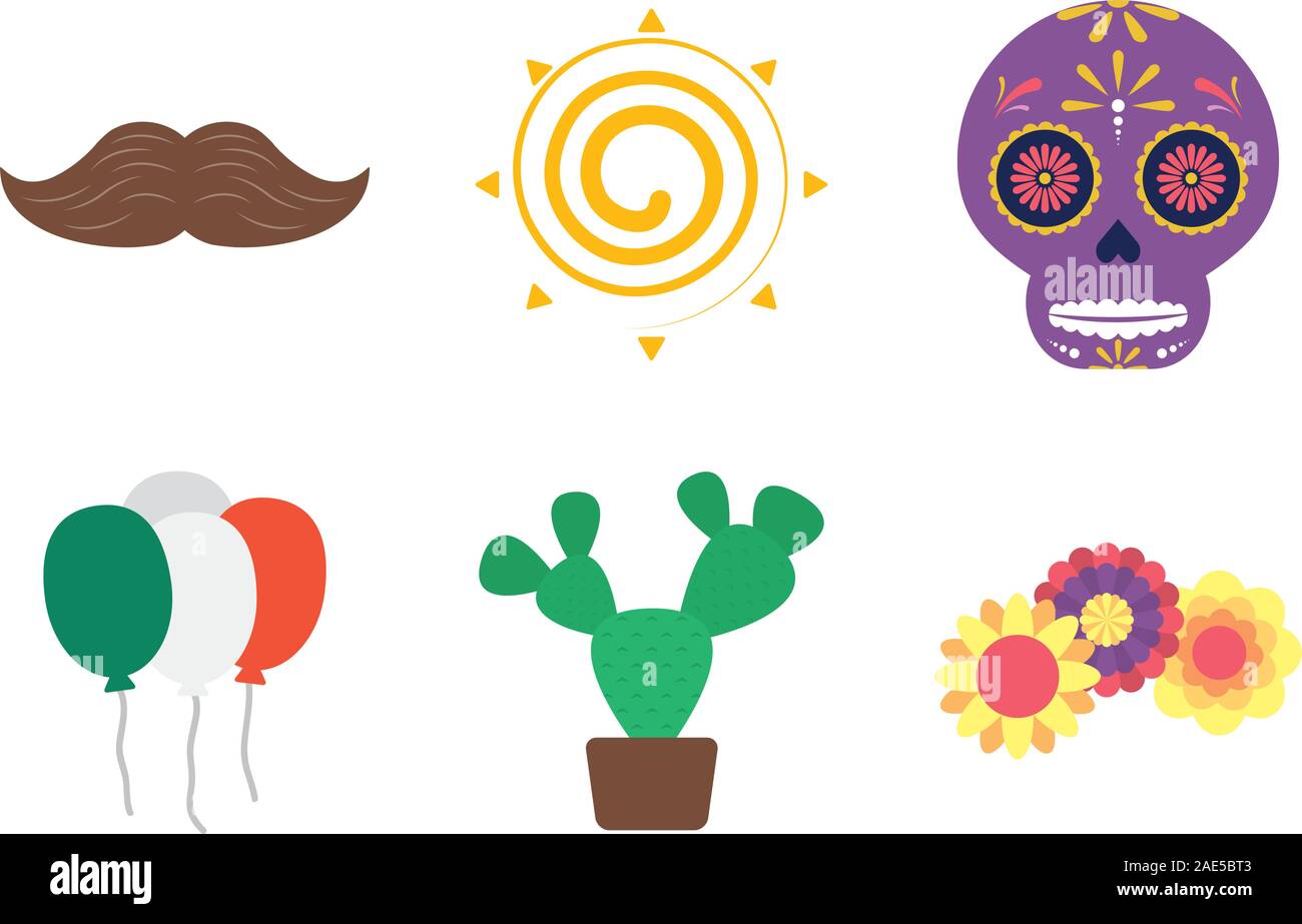bundle of mexican set icons Stock Vector