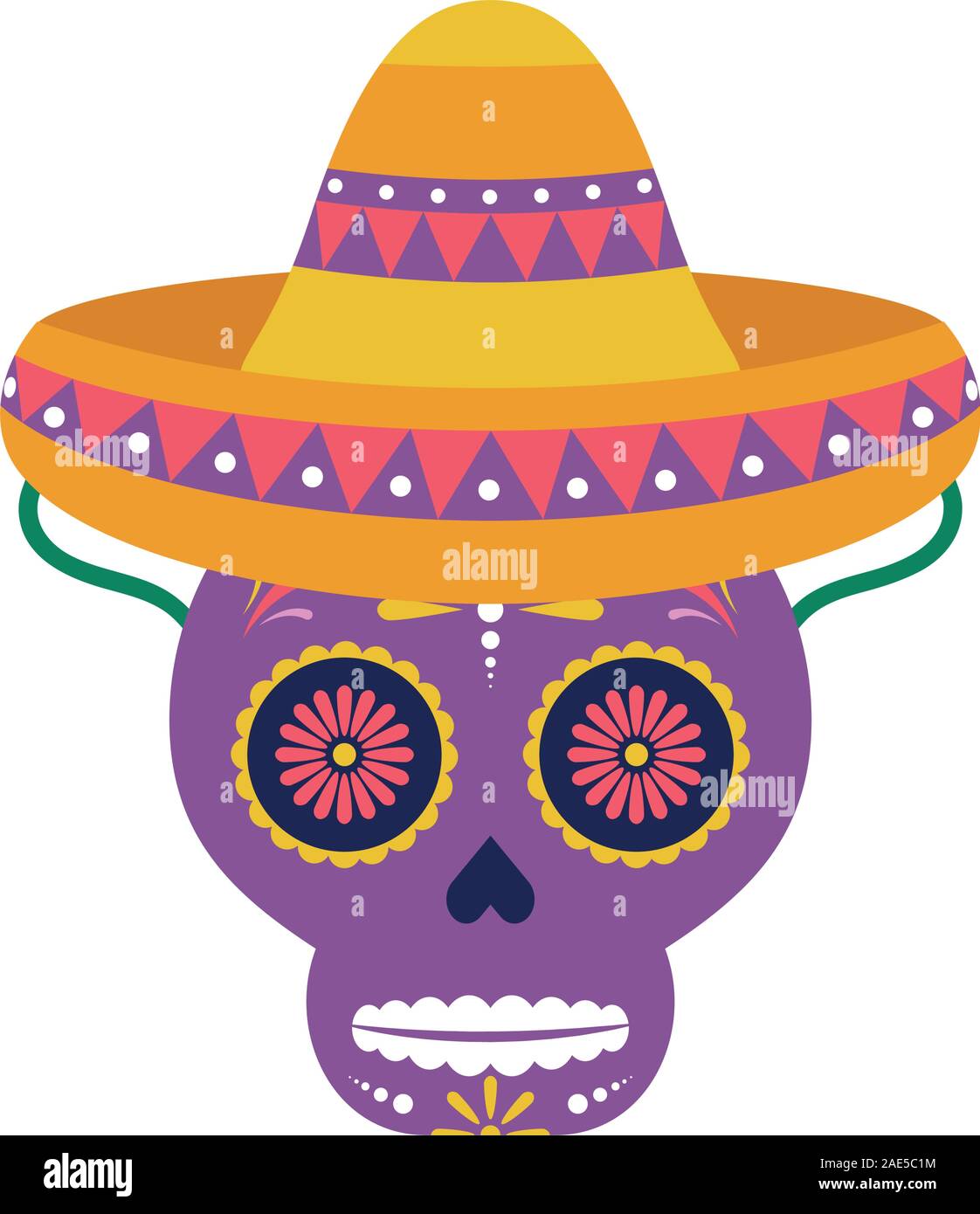 skull head with traditional mexican hat Stock Vector Image & Art - Alamy