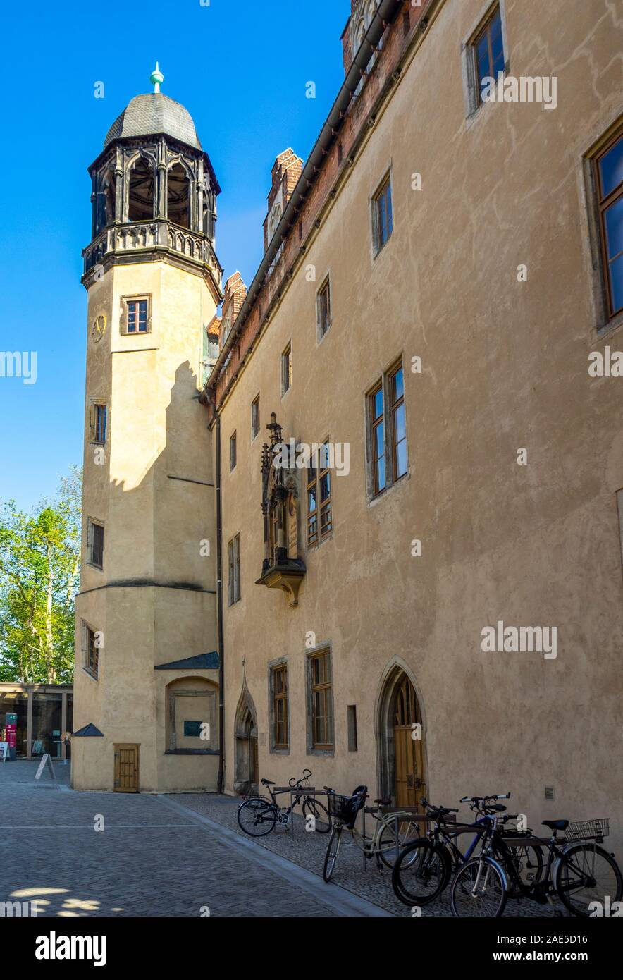 Lutherhaus Luther House Martin Luther's home and courtyard in Lutherstadt Wittenberg Saxony-Anhalt Germany. Stock Photo