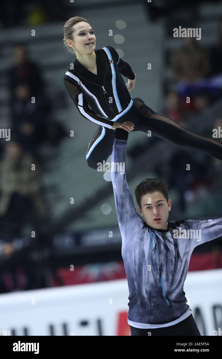 Turin, Italy. 6th Dec, 2019. Daria Pavliuchenko (Top)/Denis Khodykin of Russia compete during the pairs free skating at the ISU Grand Prix of Figure Skating Final 2019 in Turin, Italy, Dec. 6, 2019. Credit: Cheng Tingting/Xinhua/Alamy Live News Stock Photo