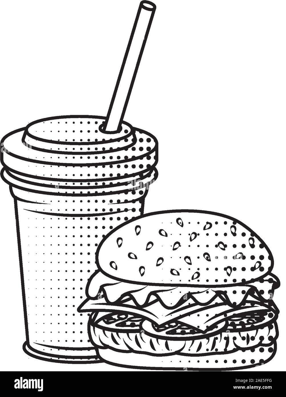 delicious burger with soda fast food icon Stock Vector Image & Art - Alamy