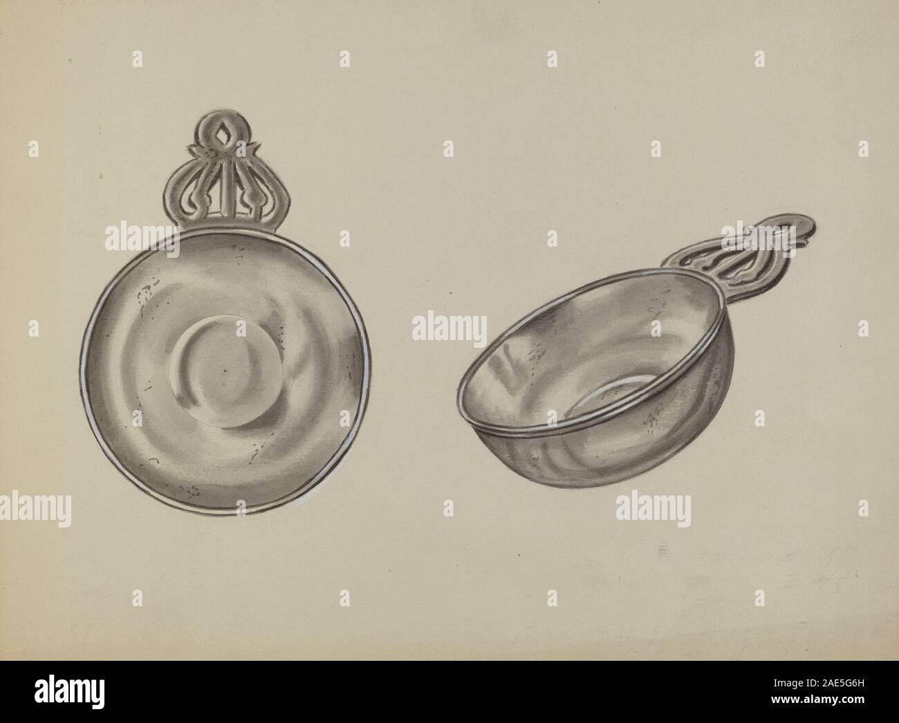 Pewter Porringer; c. 1936 Fred Peterson, Pewter Porringer, c 1936 Stock