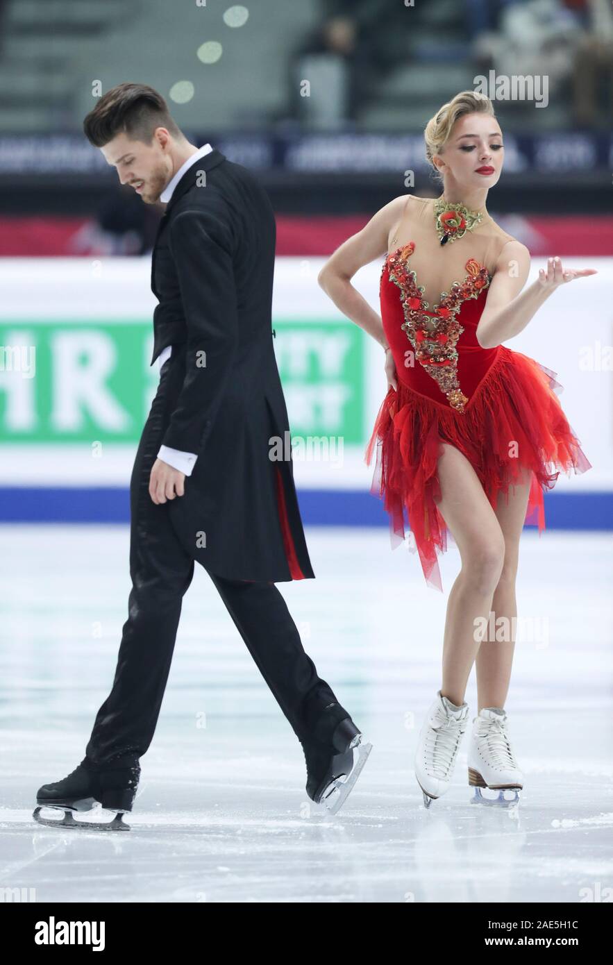 Turin, Italy. 6th Dec, 2019. Alexandra Stepanova (R)/Ivan Bukin of Russia  compete during the ice dance rhythm dance at the ISU Grand Prix of Figure  Skating Final 2019 in Turin, Italy, Dec.
