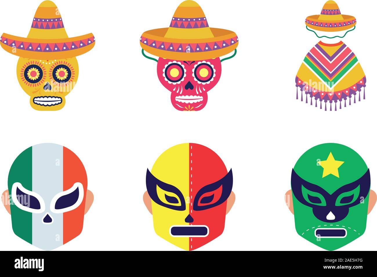 bundle of mexican set icons Stock Vector