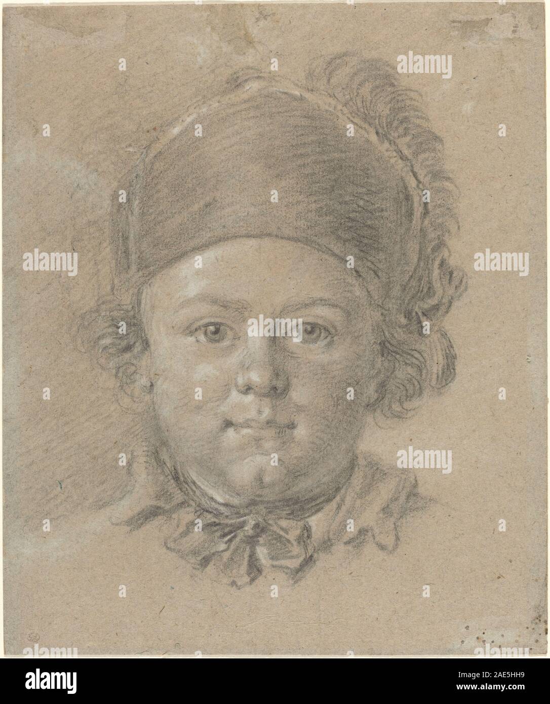 A Boy Wearing a Military Cap French 18th Century, A Boy Wearing a Military Cap Stock Photo