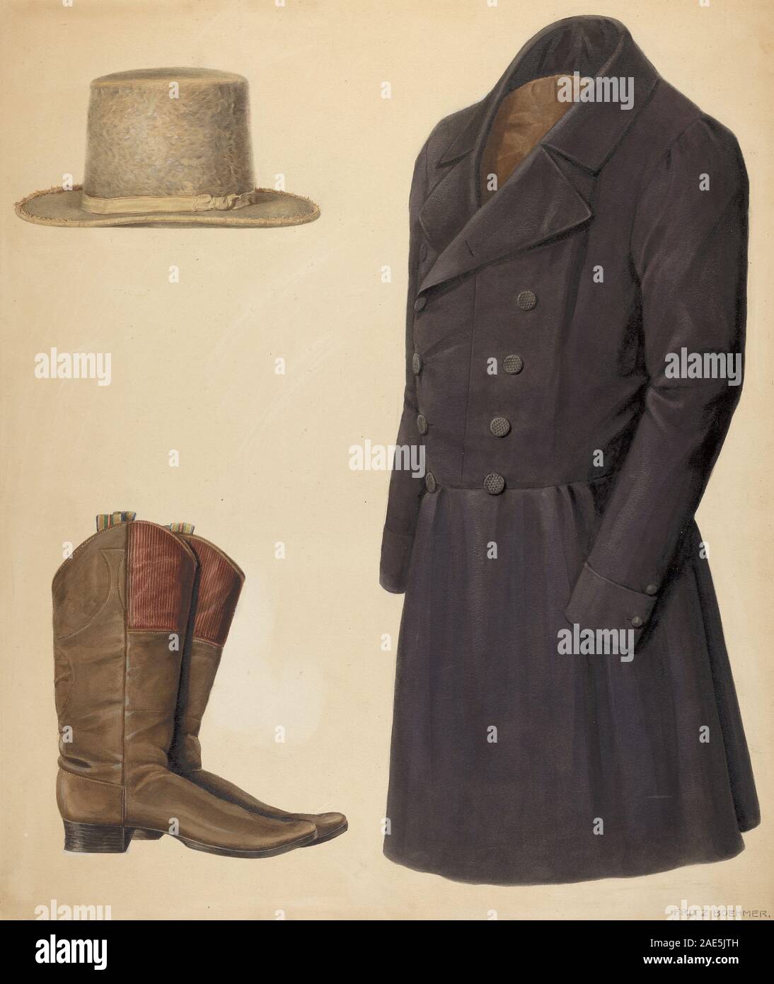 Zoar Man's Hat, Boots and Coat; circa 1937 date Fritz Boehmer, Zoar Man ...