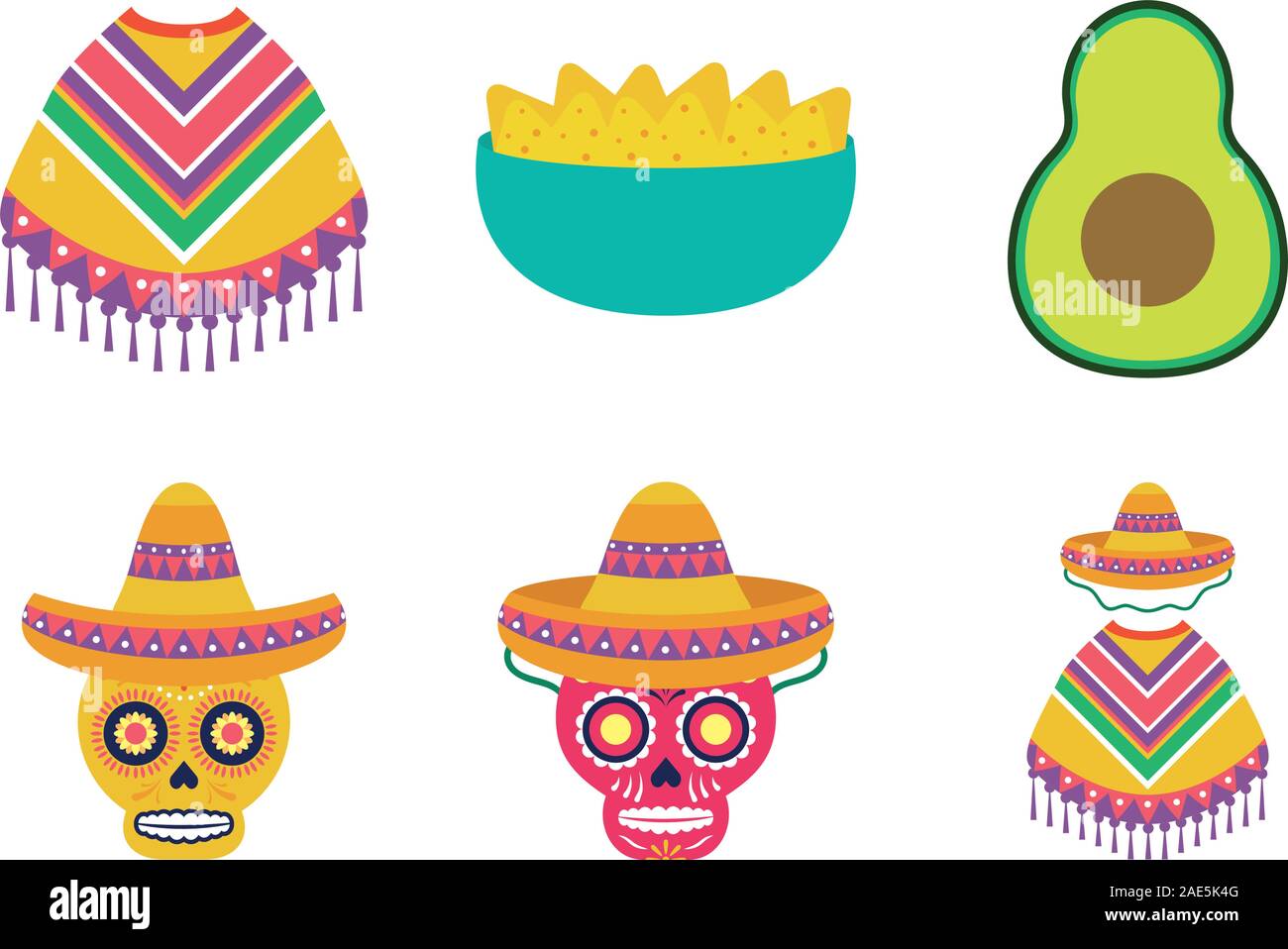 bundle of mexican set icons Stock Vector