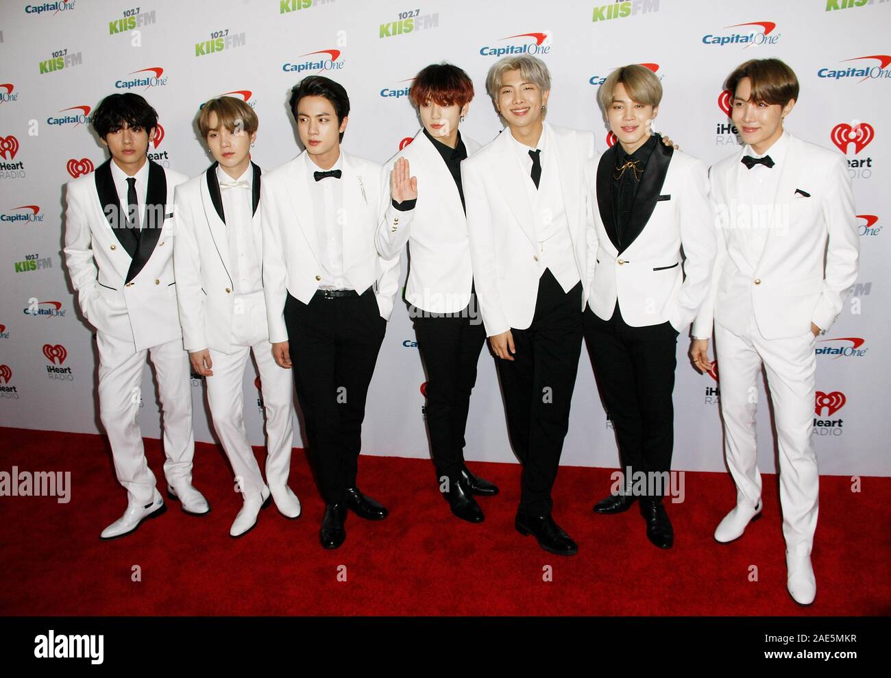 Inglewood California December 06 Bts Jin Suga J Hope Rm Jimin V And Jungkook Attend 102 7
