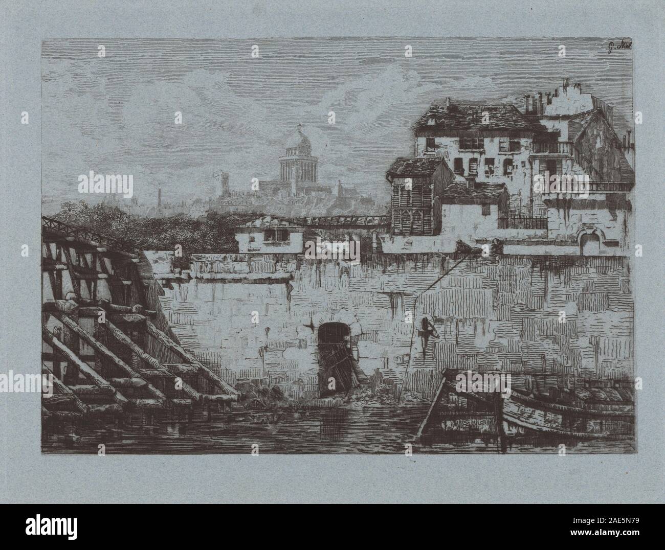 Ruines de l'Hôtel de Brentonvilliers, à la pointe de l'île Saint-Louis; 1875date Gabrielle-Marie Niel, Ruines de l'Hôtel de Brentonvilliers, à la pointe de l'île Saint-Louis, 1875 Stock Photo