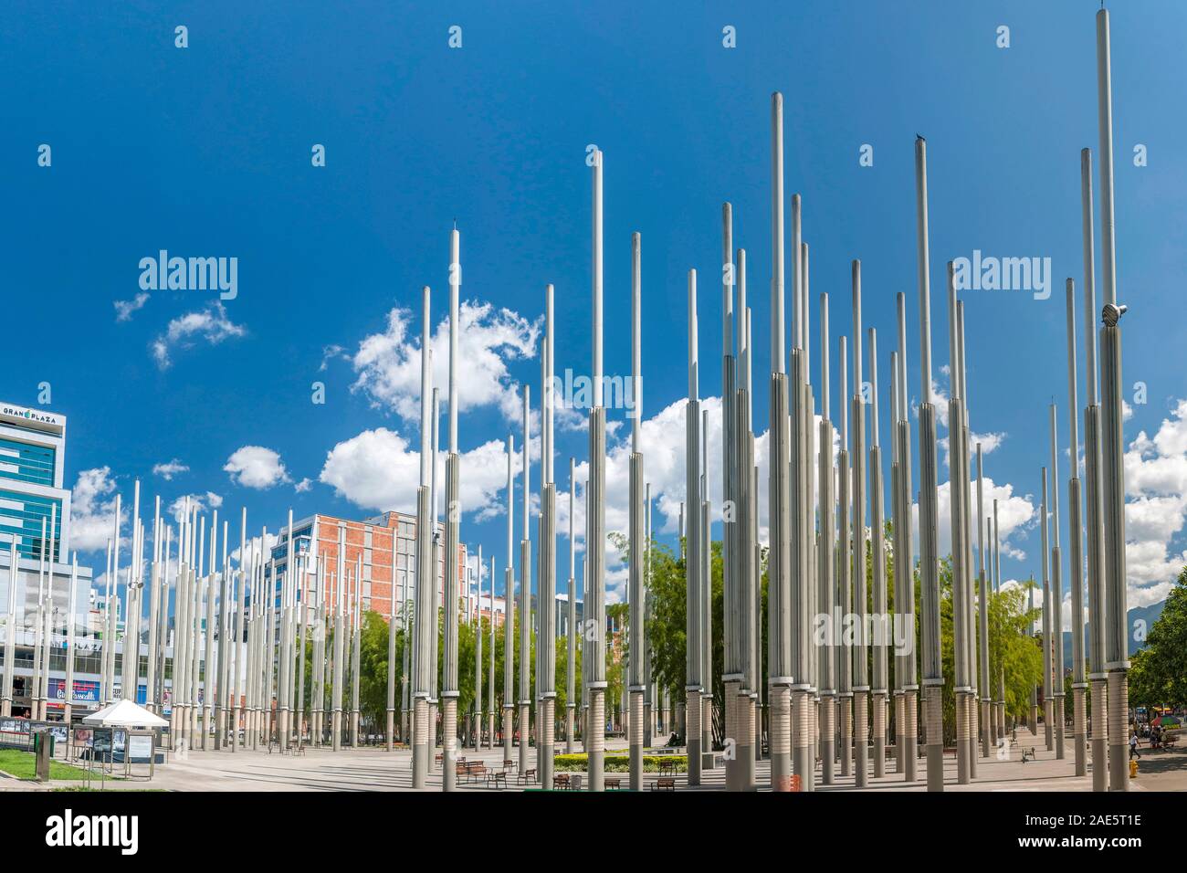 Parque de las Luces (Park of Lights) in the Plaza Cisneros in Medellin, Colombia. Stock Photo