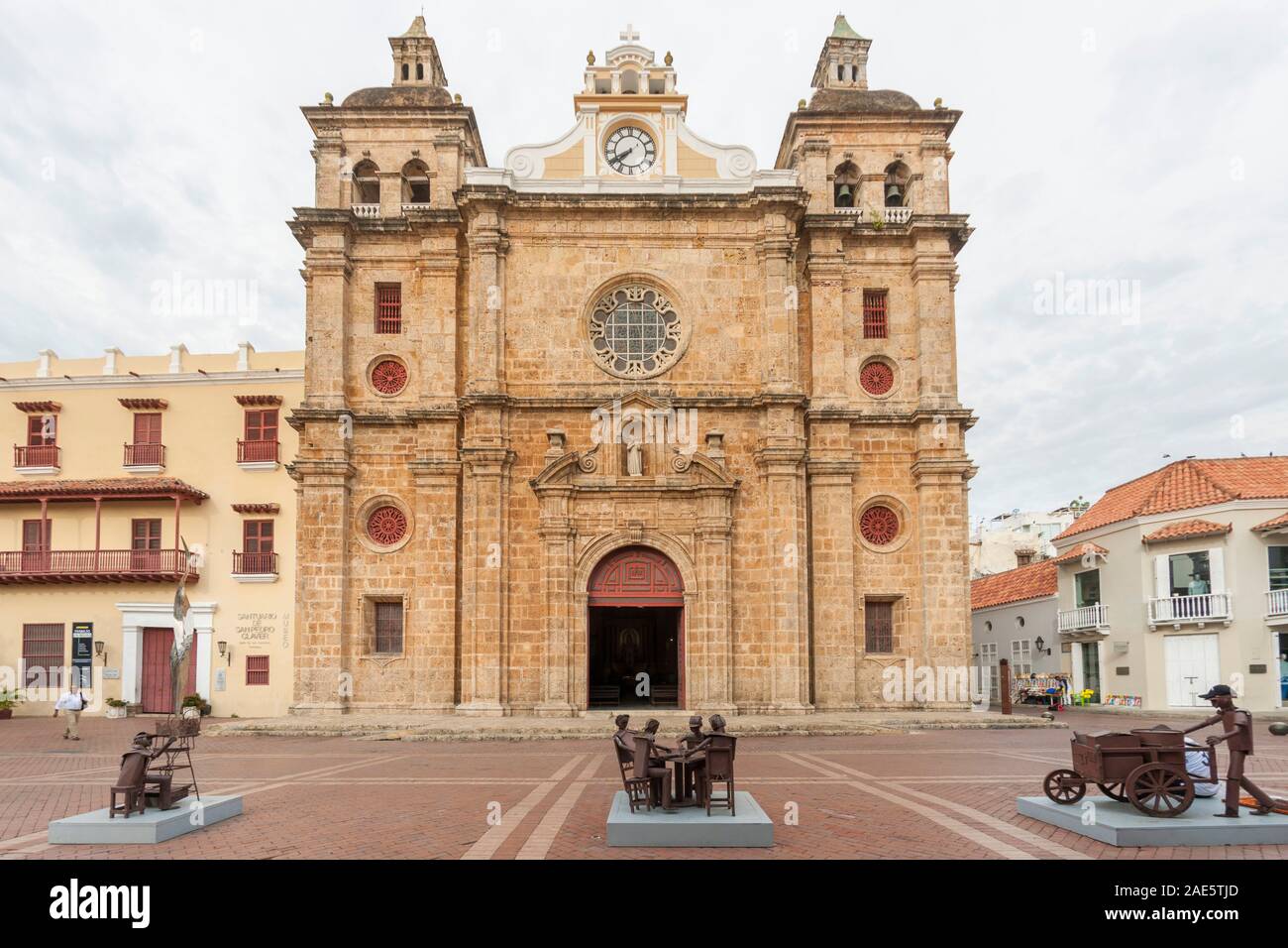 The church of  San Pedro Claver in the old city in Cartagena, Colombia. Stock Photo
