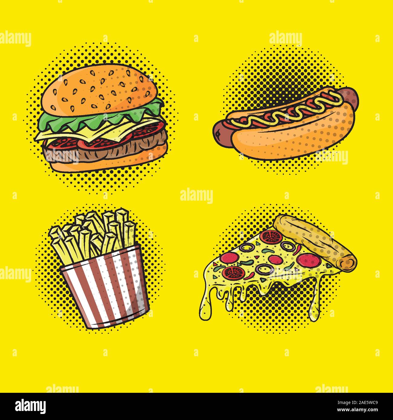 søsyge Grader celsius vigtig delicious fast food pop art style Stock Vector Image & Art - Alamy