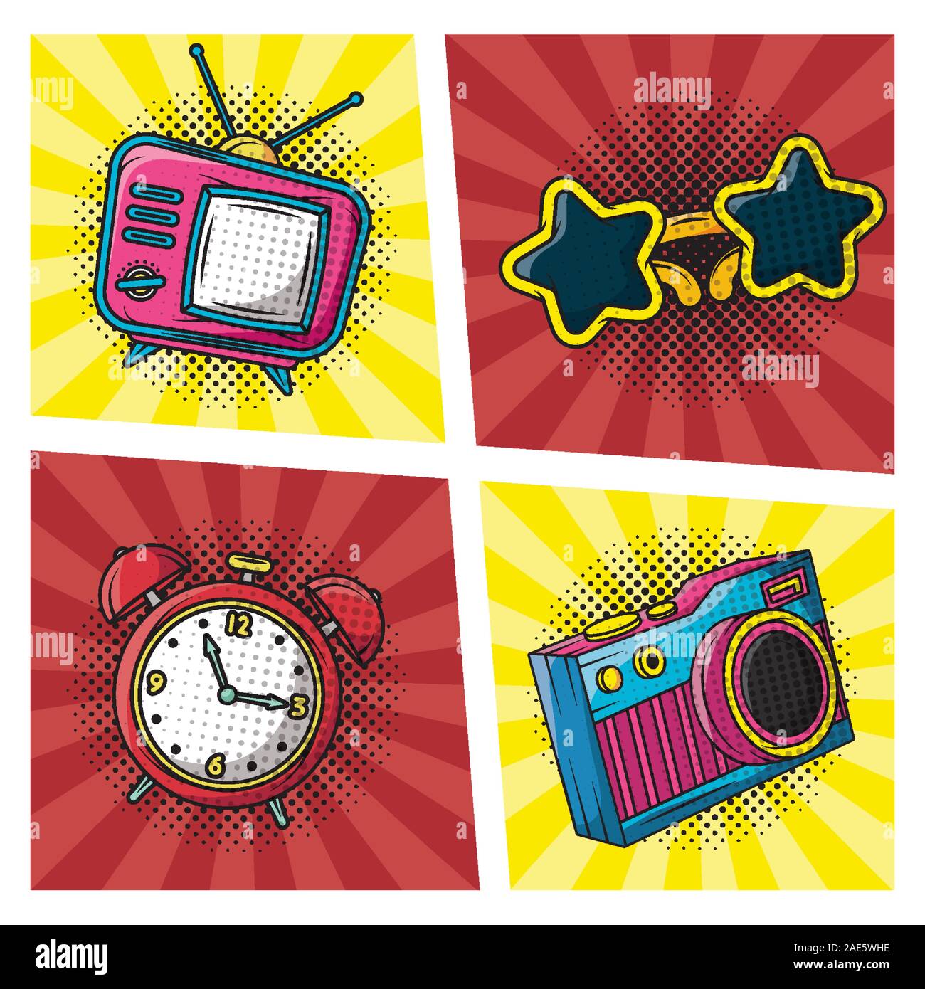set icons pop art style Stock Vector