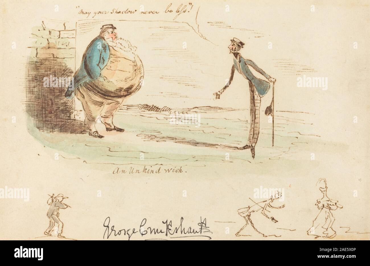An Unkind Wish; circa 1833 date George Cruikshank, An Unkind Wish, c 1833 Stock Photo