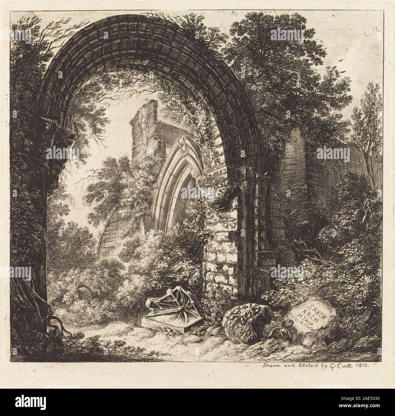 George Cuitt the Younger's 1810 depiction of the Saxon Arch, showing ...