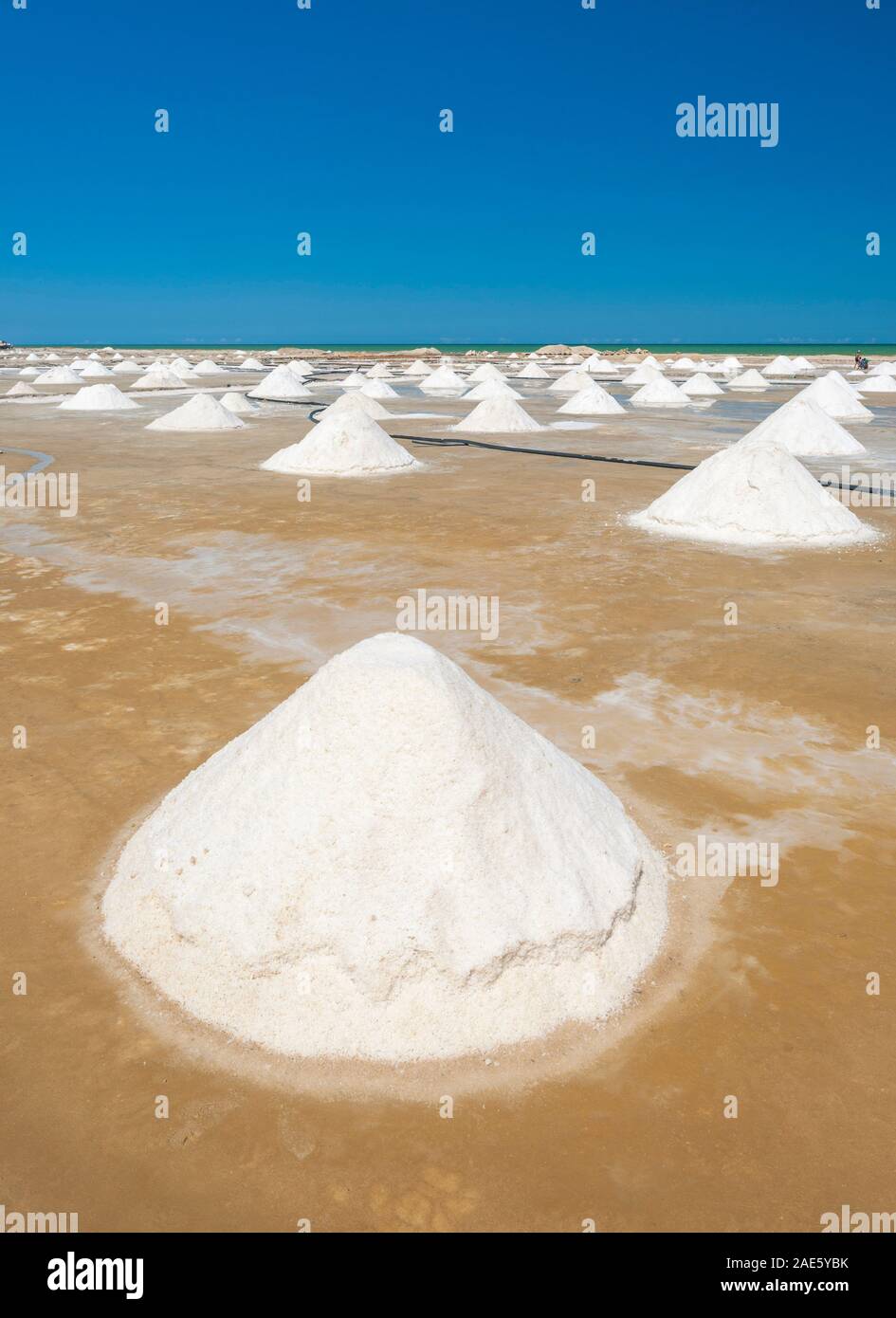 Salt processing plant in Manaure in the Guajira peninsula in northern Colombia. Stock Photo