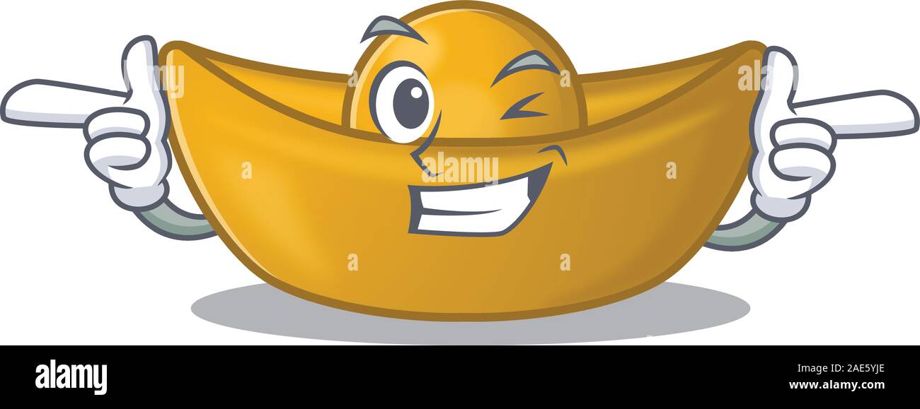 Funny chinese ingot mascot cartoon style with Wink eye Stock Vector ...