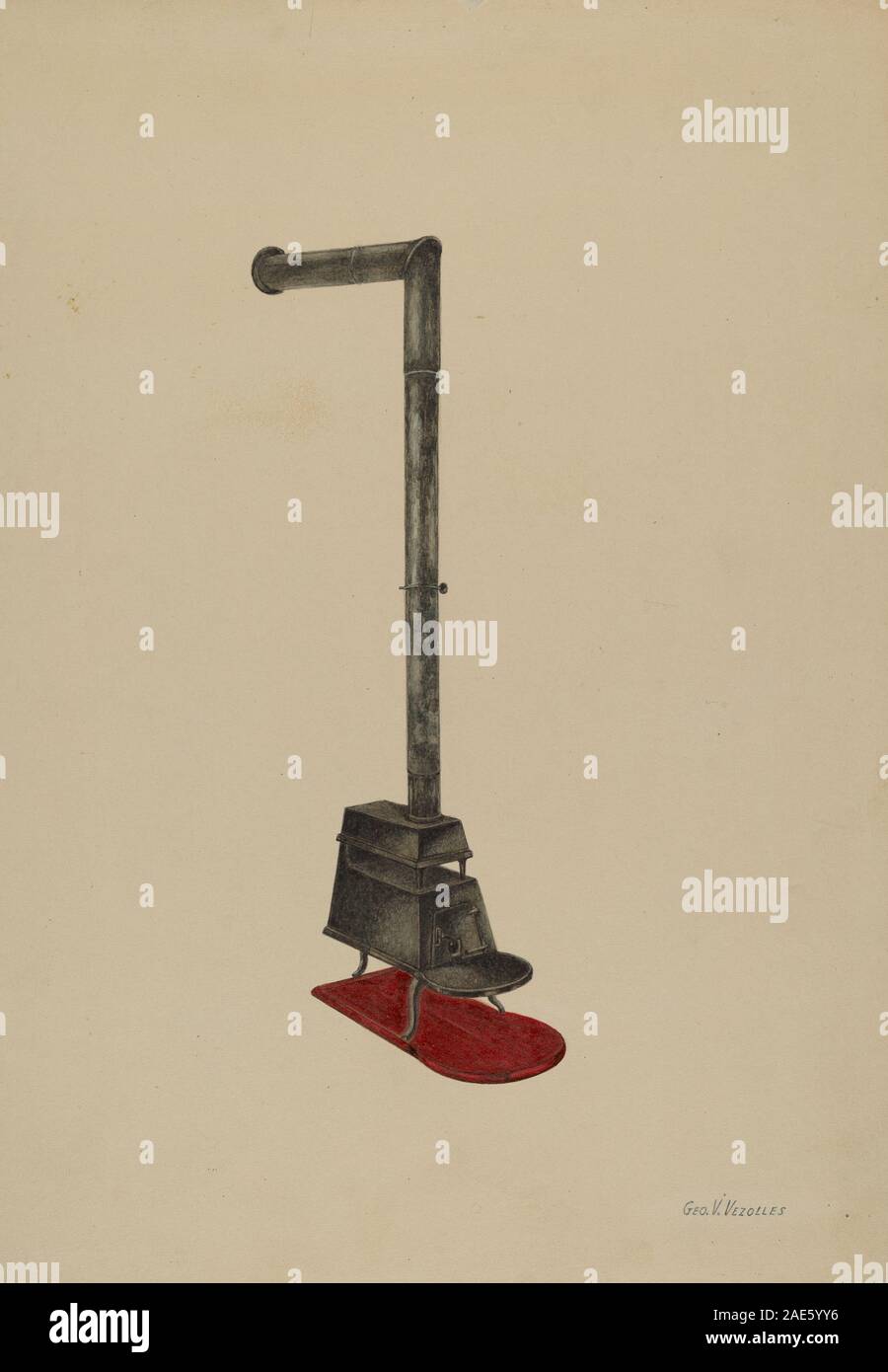 Shaker Stove; c. 1937 V Vezolles, Shaker Stove, c 1937 Stock