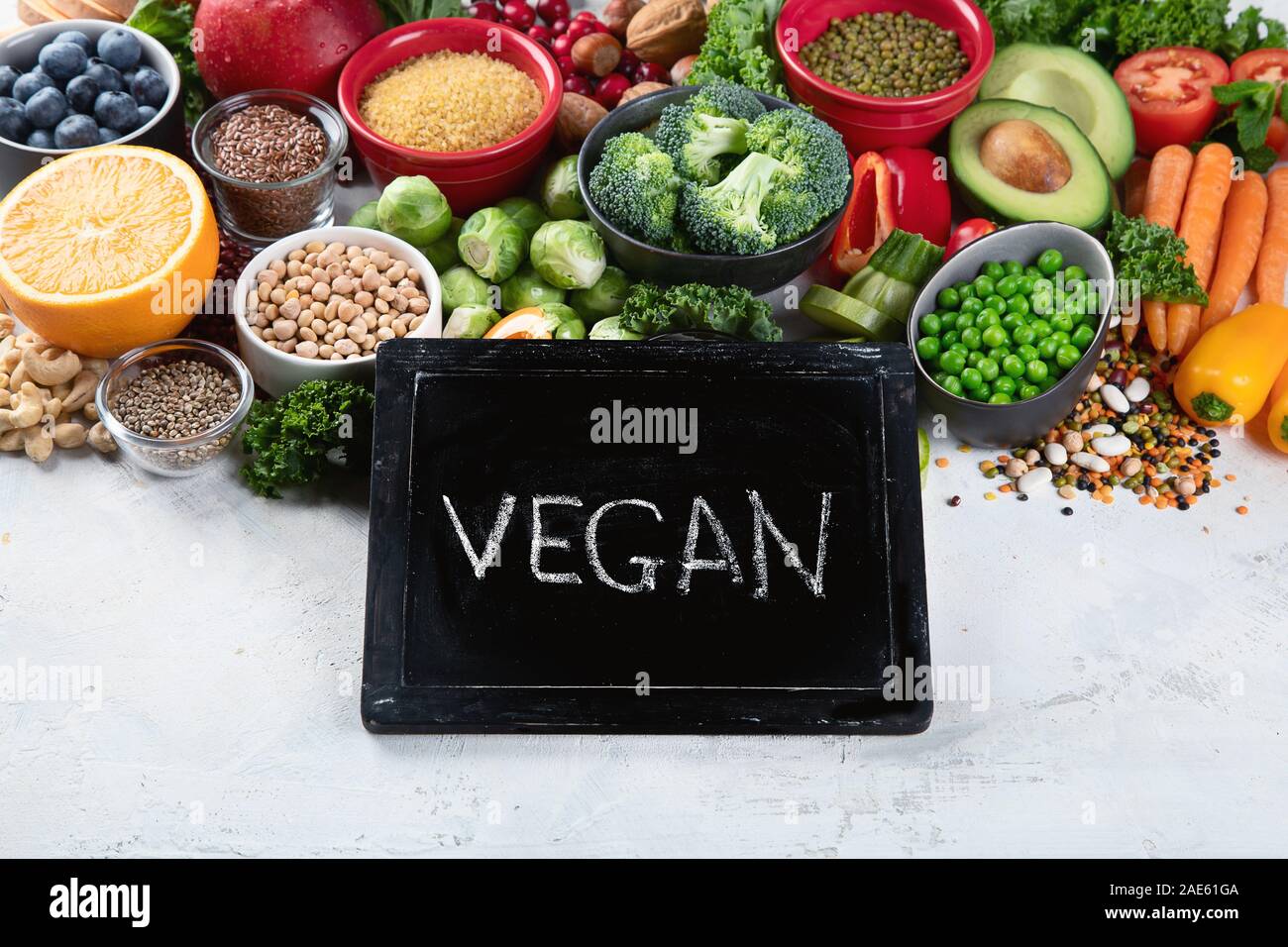 Health vegan and vegetarian food concept. Foods high in antioxidants