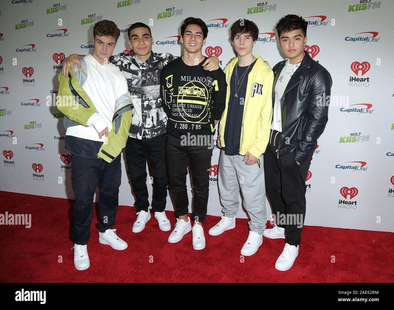 Brady Tutton, Drew Ramos, Chance Perez, Michael Conor, and Sergio Calderon of In Real Life at KIIS FMs iHeartRadio Jingle Ball 2019 held at the Forum Los Angeles on December 06, 2019 in Inglewood, California, United States (Photo by JC Olivera/Sipa USA) Stock Photo