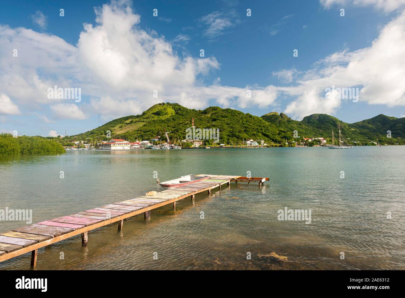 View of Providencia island from Santa Catalina island in Colombia. Stock Photo